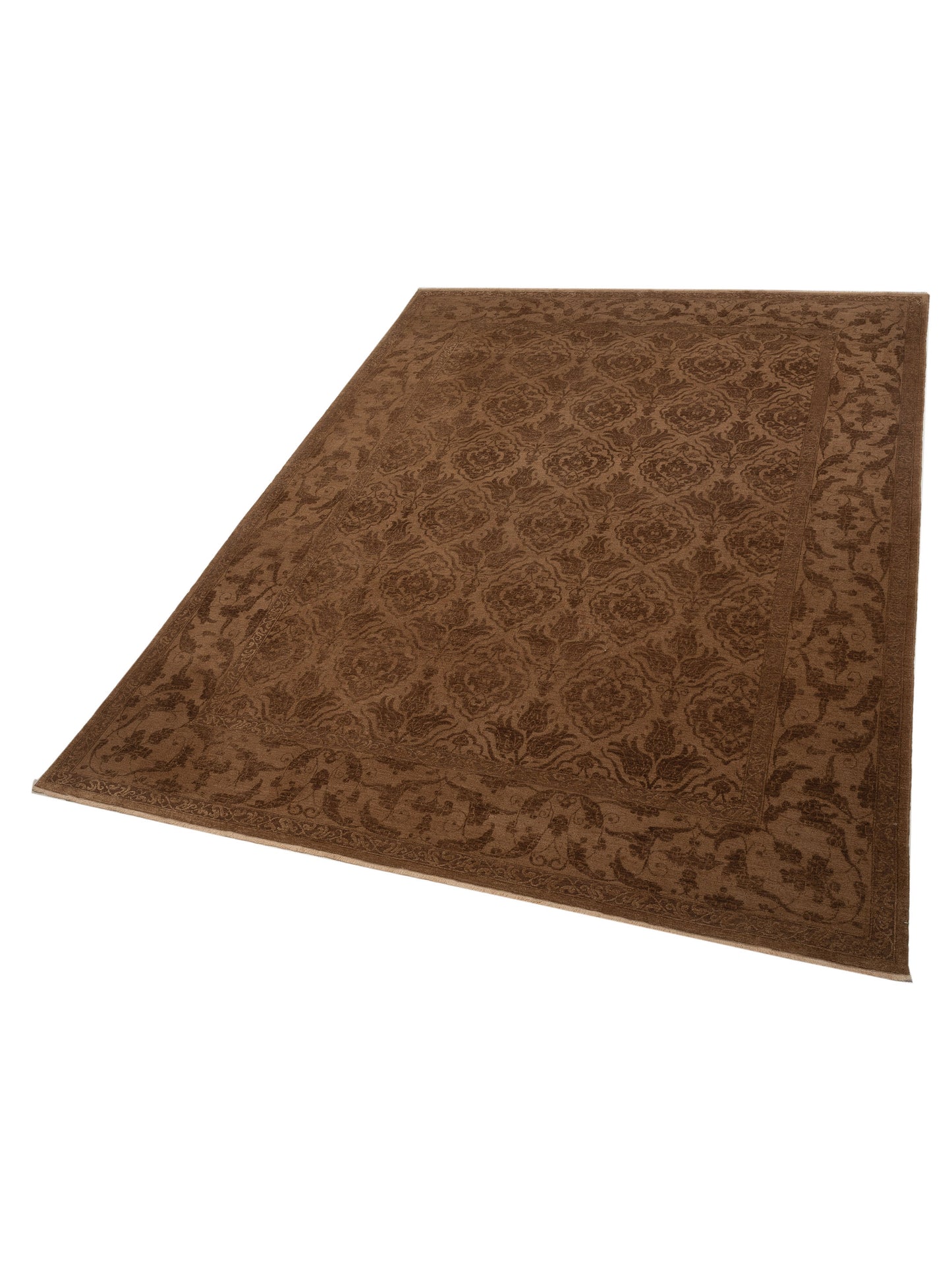 Defne Tulip Brown Dark Brown 10.6x13.6 Hand Knotted Rug