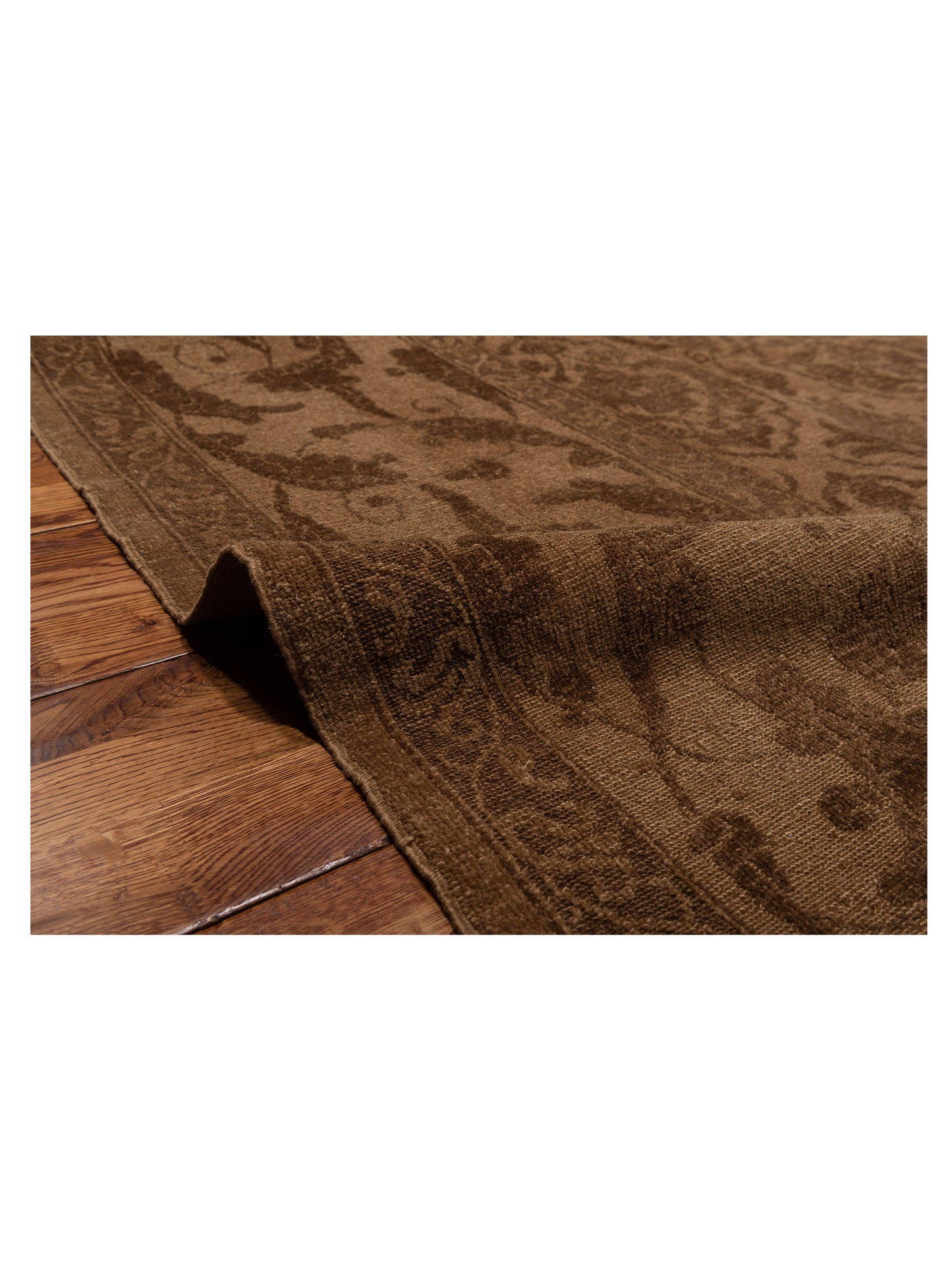 Defne Tulip Brown Dark Brown 10.6x13.6 Hand Knotted Rug