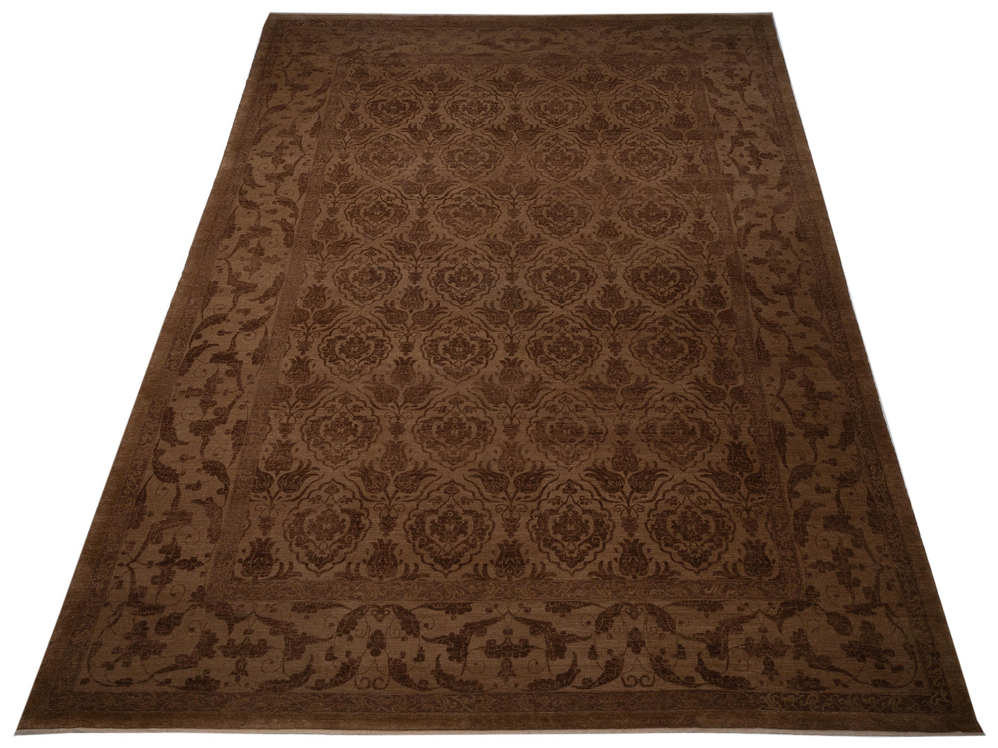 Defne Tulip Brown Dark Brown 12.8x17.7 Hand Knotted Rug