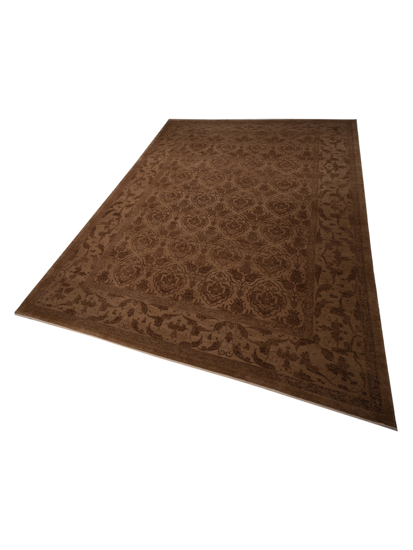 Defne Tulip Brown Dark Brown 12.8x17.7 Hand Knotted Rug