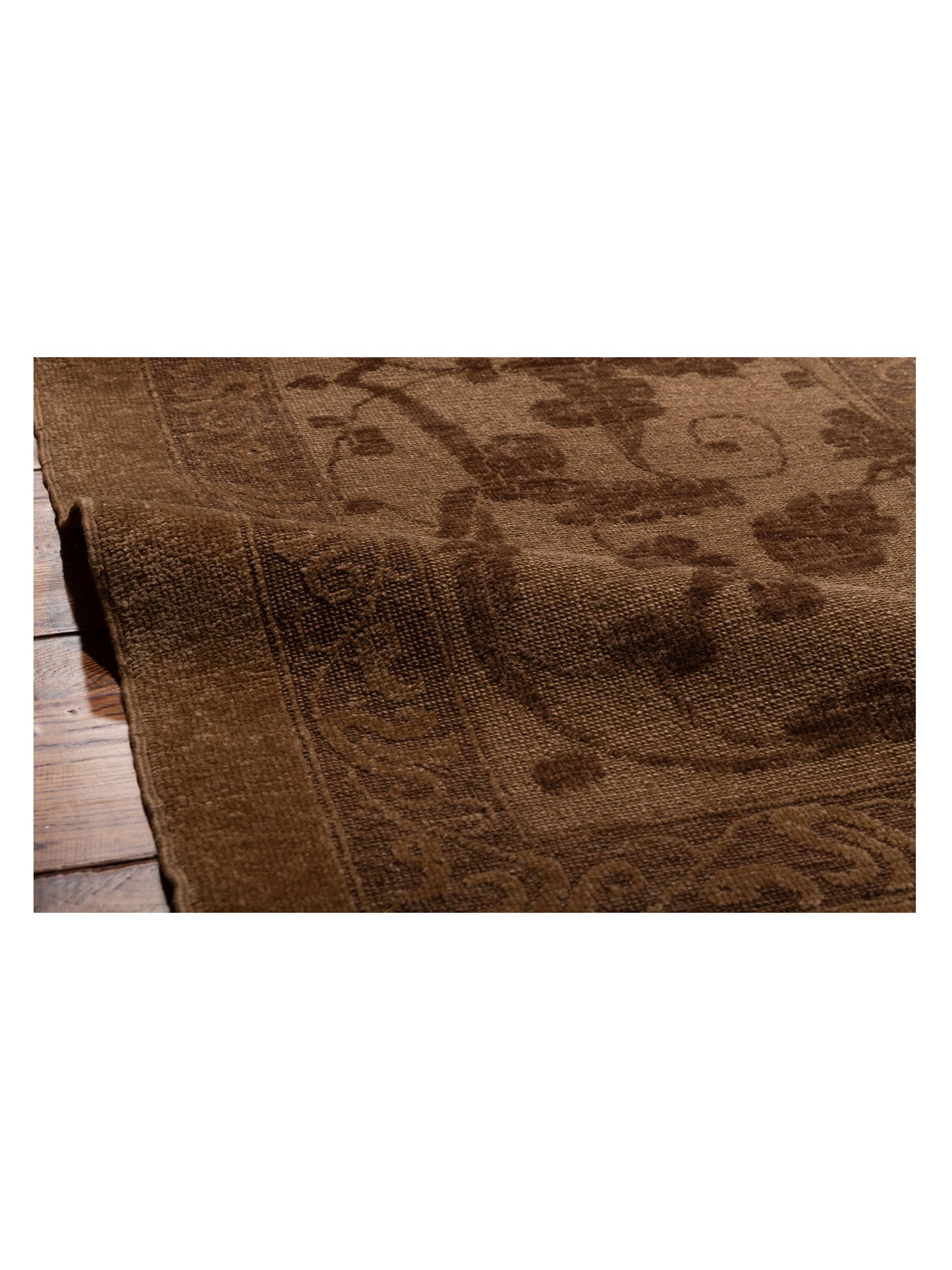 Defne Tulip Brown Dark Brown 12.8x17.7 Hand Knotted Rug