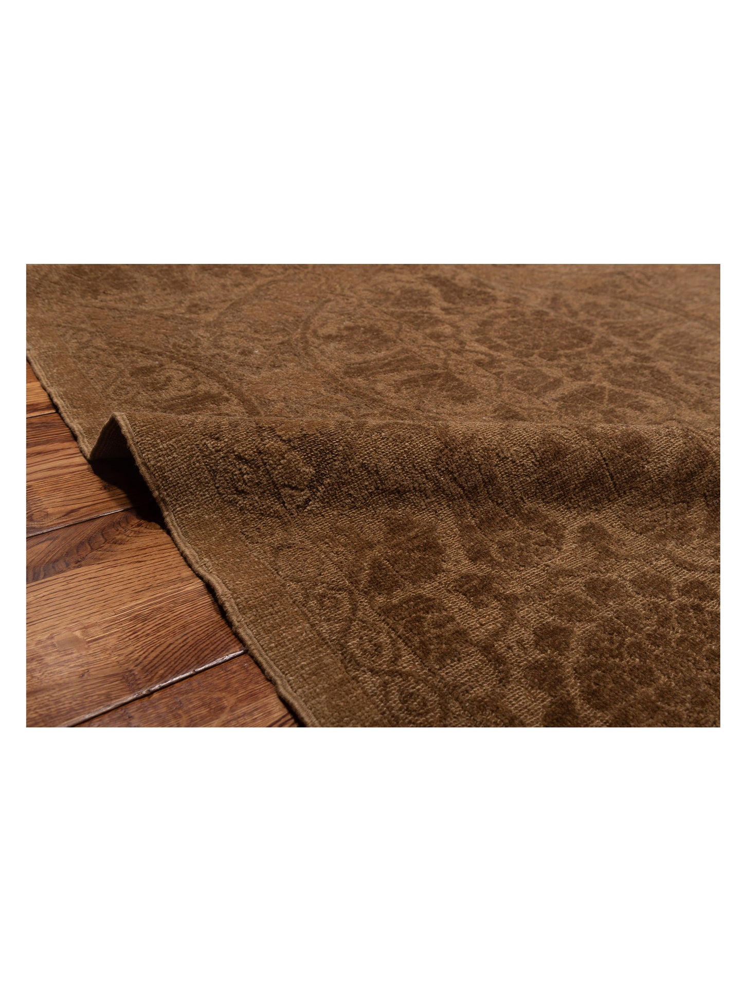 Defne Lotus Brown Dark Brown 10.6x13.8 Hand Knotted Rug