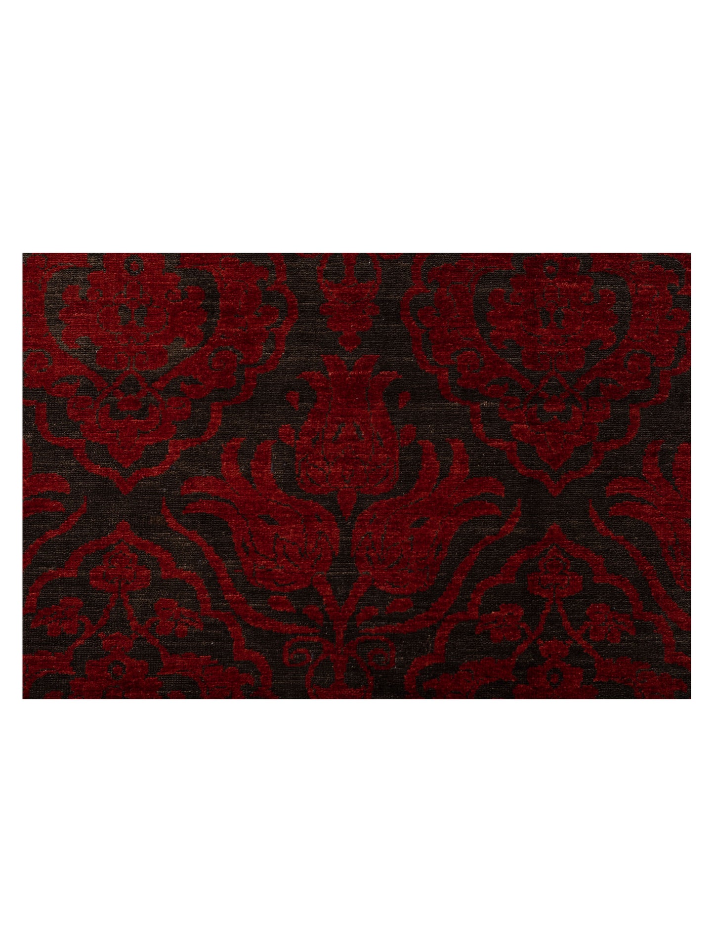 Defne Tulip Charcoal Red 14.10x15.5 Hand Knotted Rug