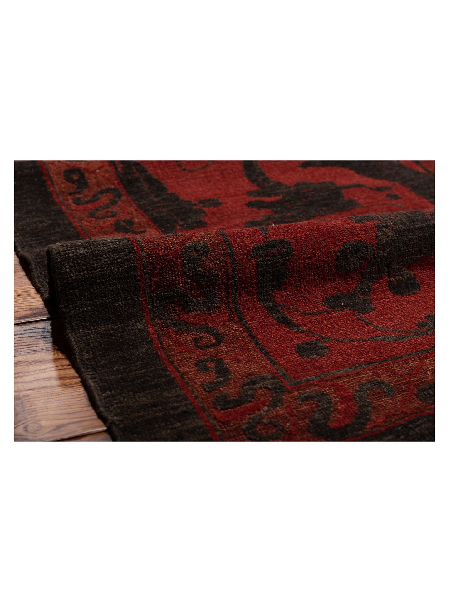 Defne Tulip Charcoal Red 14.10x15.5 Hand Knotted Rug