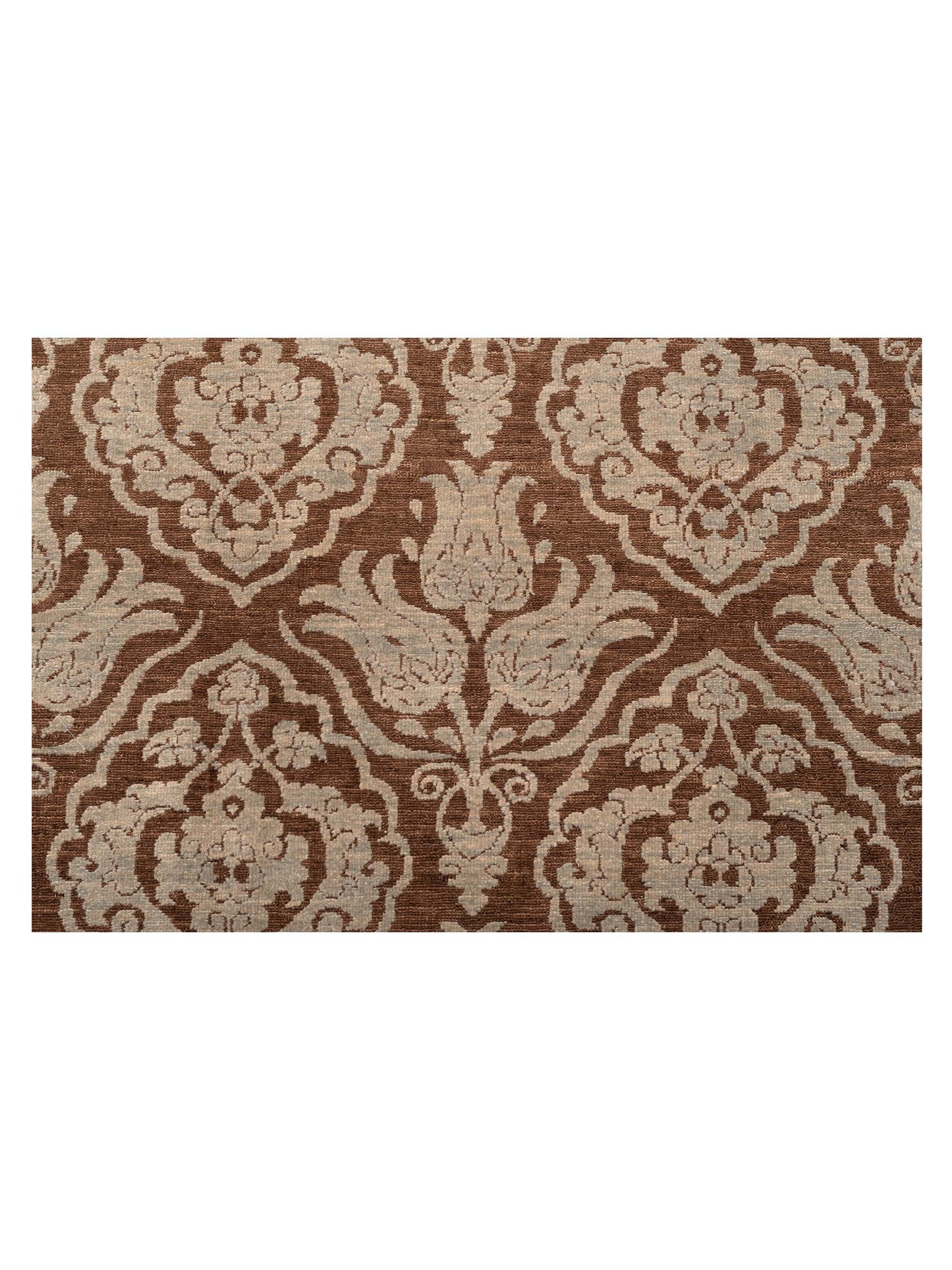 Defne Tulip Brown Ice Blue 9.5x11.8 Hand Knotted Rug