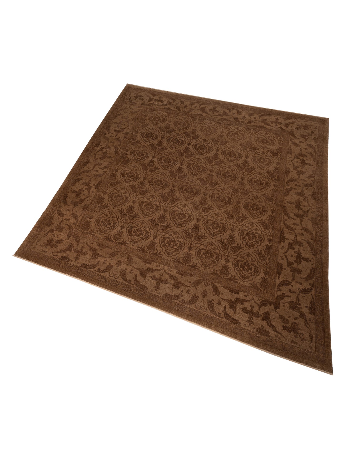 Defne Tulip Brown Dark Brown 14.8x15.7 Hand Knotted Rug