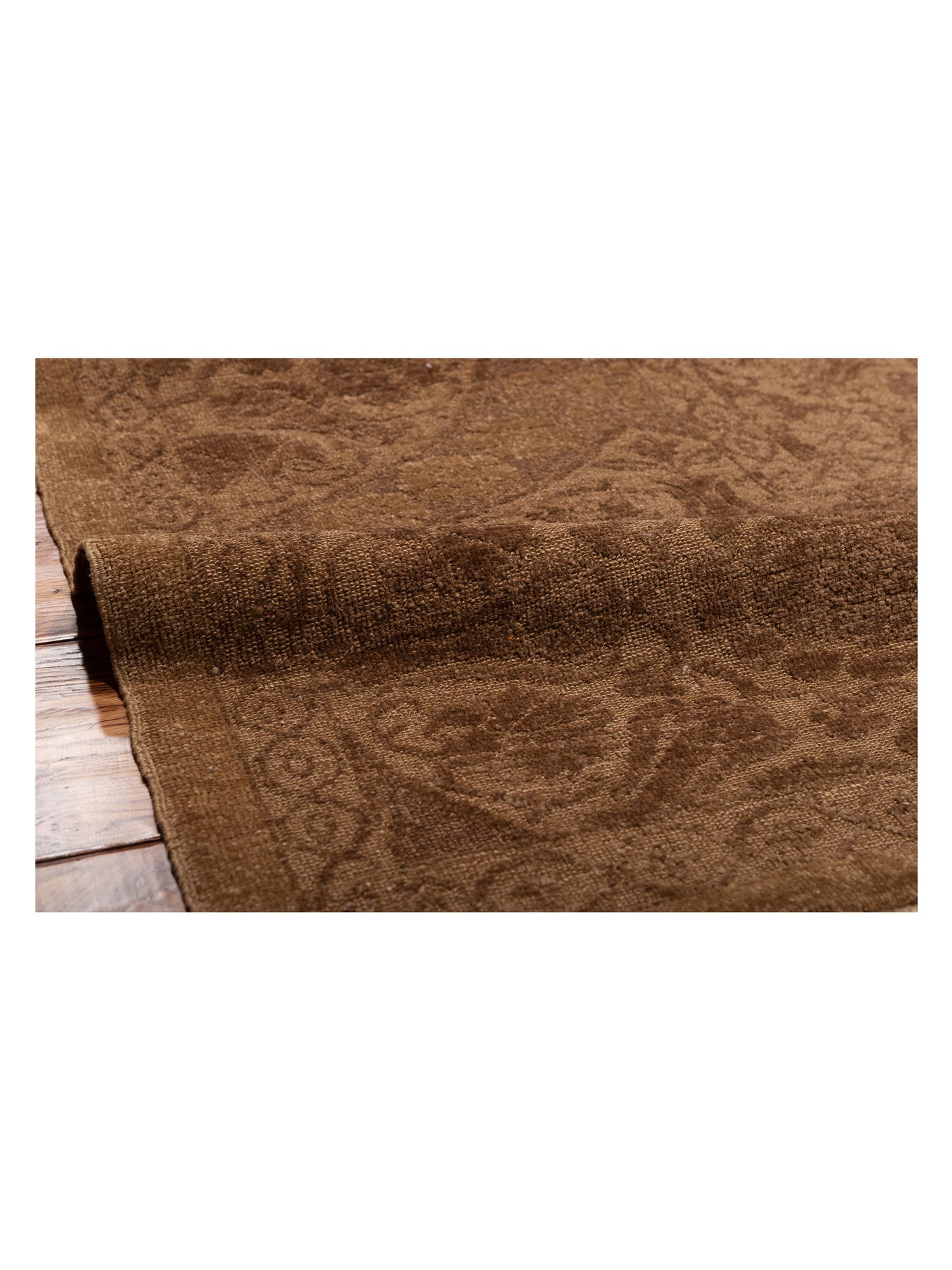 Defne Lotus Brown Dark Brown 12.1x15 Hand Knotted Rug