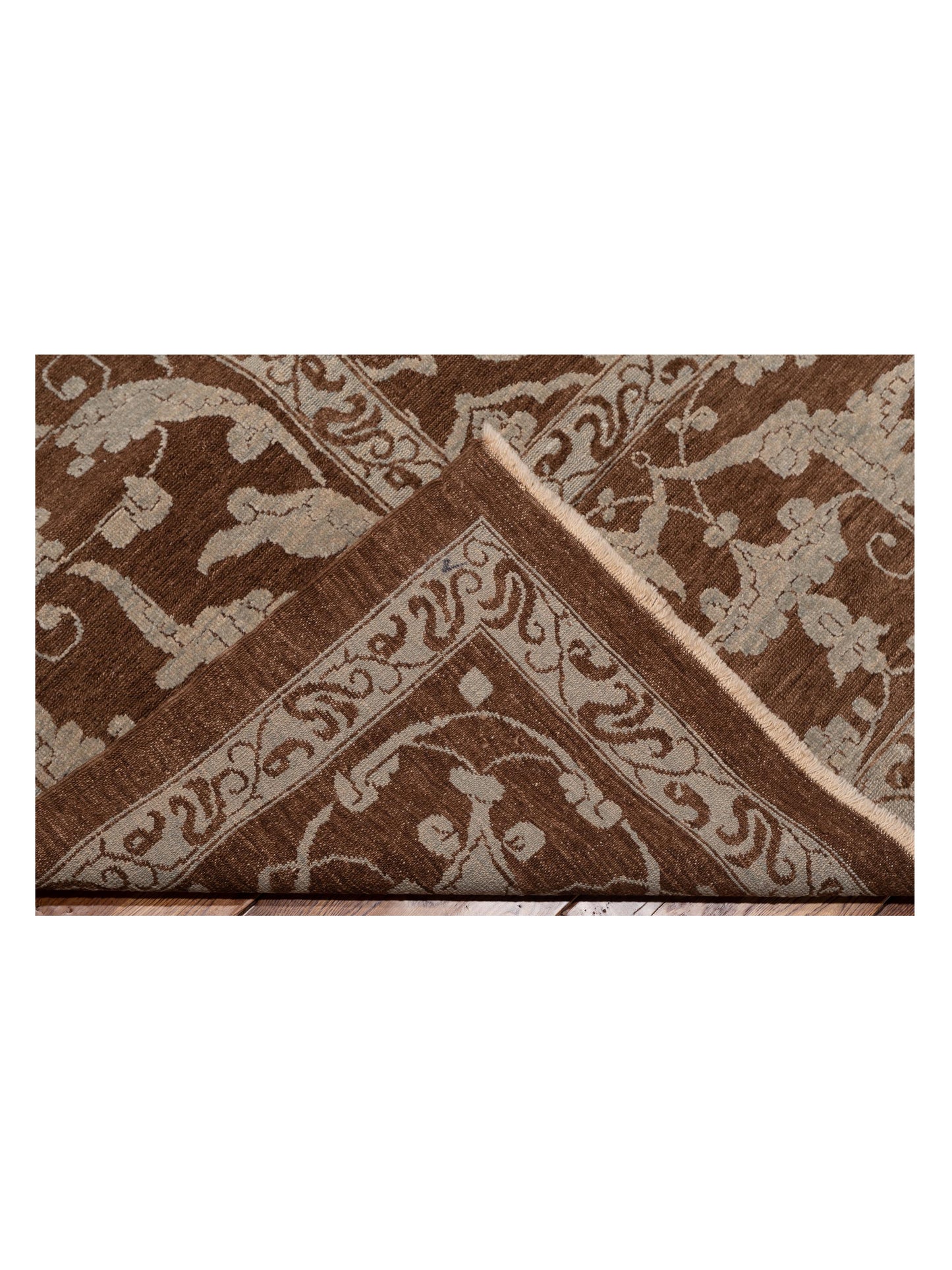 Defne Tulip Brown Ice Blue 12x15.1 Hand Knotted Rug