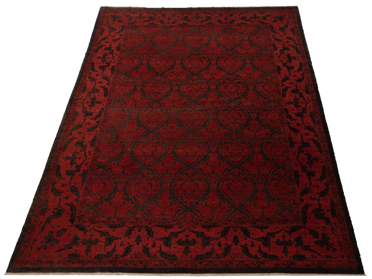 Defne Tulip Black Red 12x15 Hand Knotted Rug