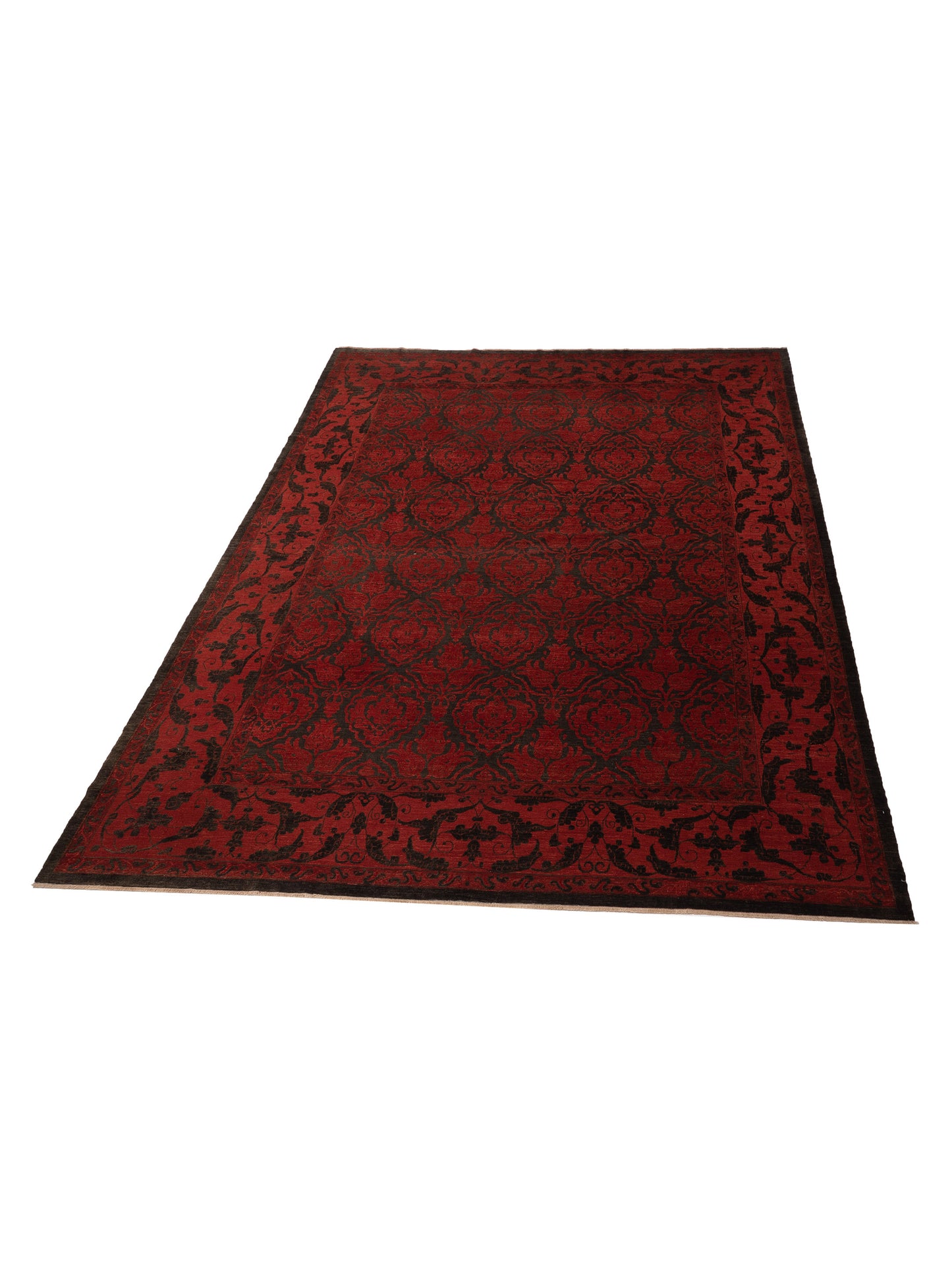 Defne Tulip Black Red 12x15 Hand Knotted Rug