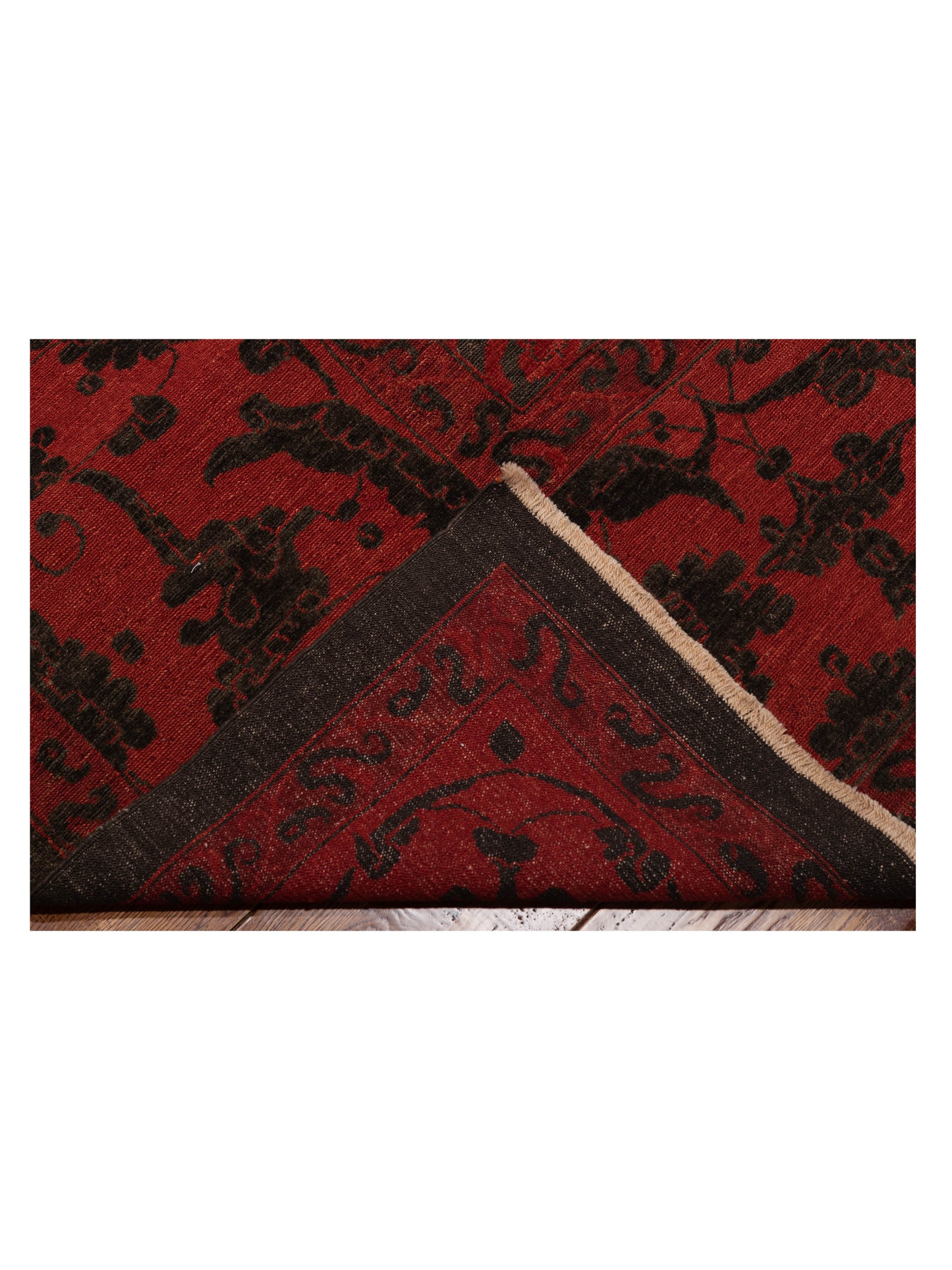 Defne Tulip Black Red 12x15 Hand Knotted Rug