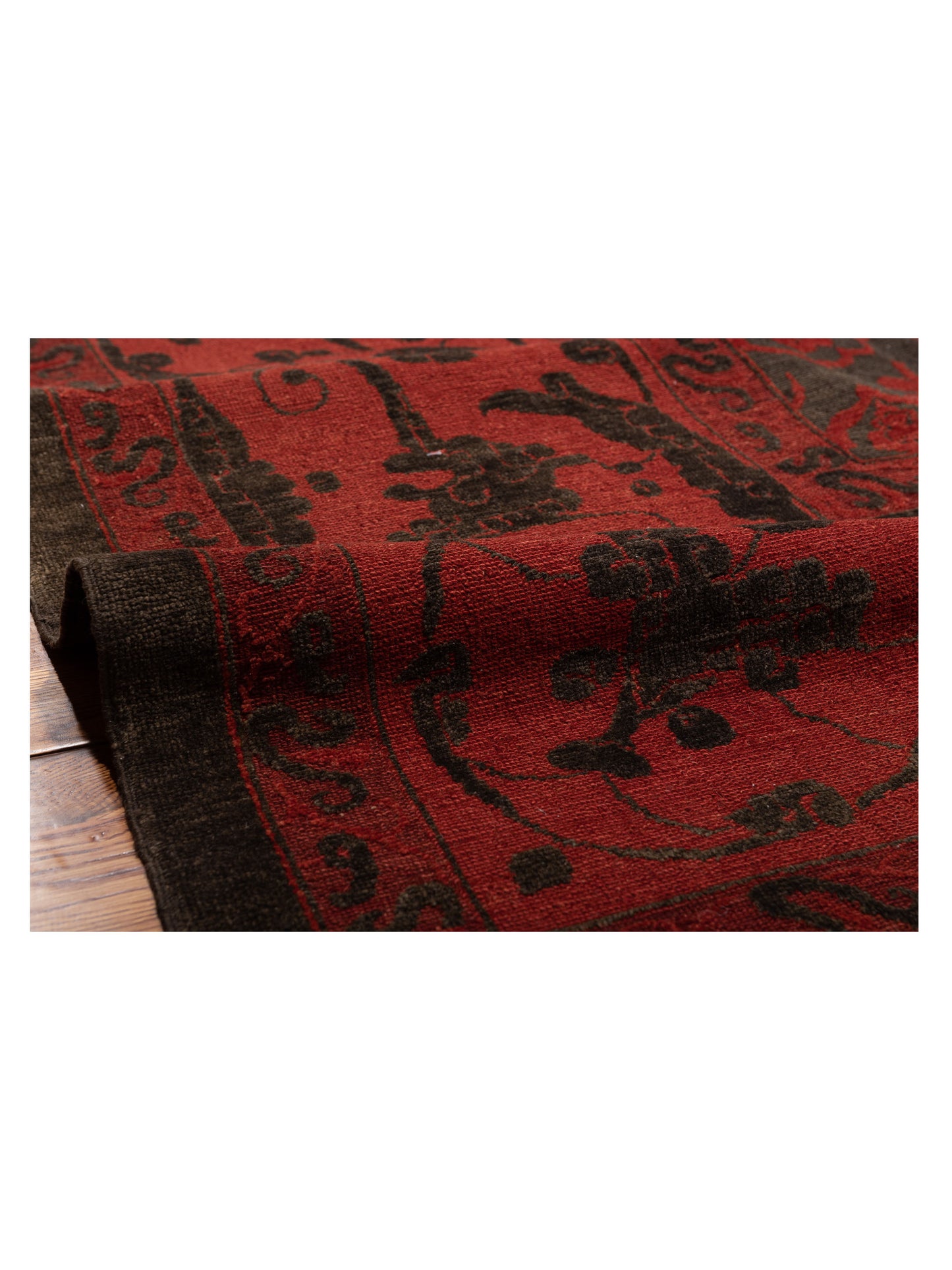 Defne Tulip Black Red 12x15 Hand Knotted Rug