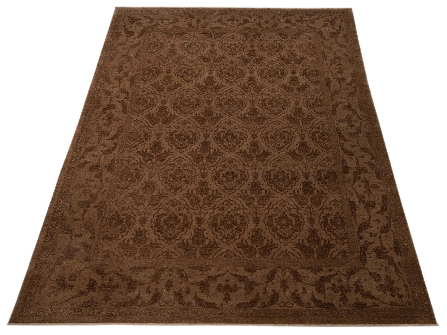 Defne Tulip Brown Dark Brown 11.11x15 Hand Knotted Rug