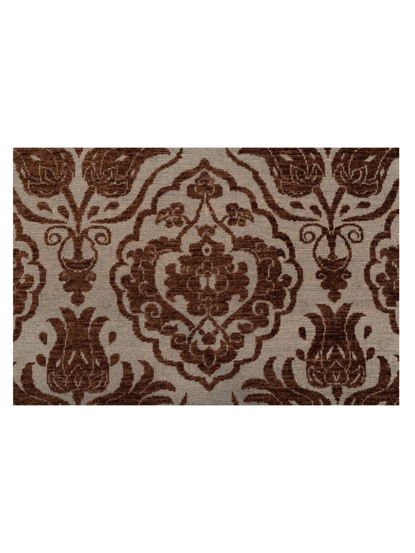 Defne Tulip Ice Blue Brown 12.2x15.3 Hand Knotted Rug