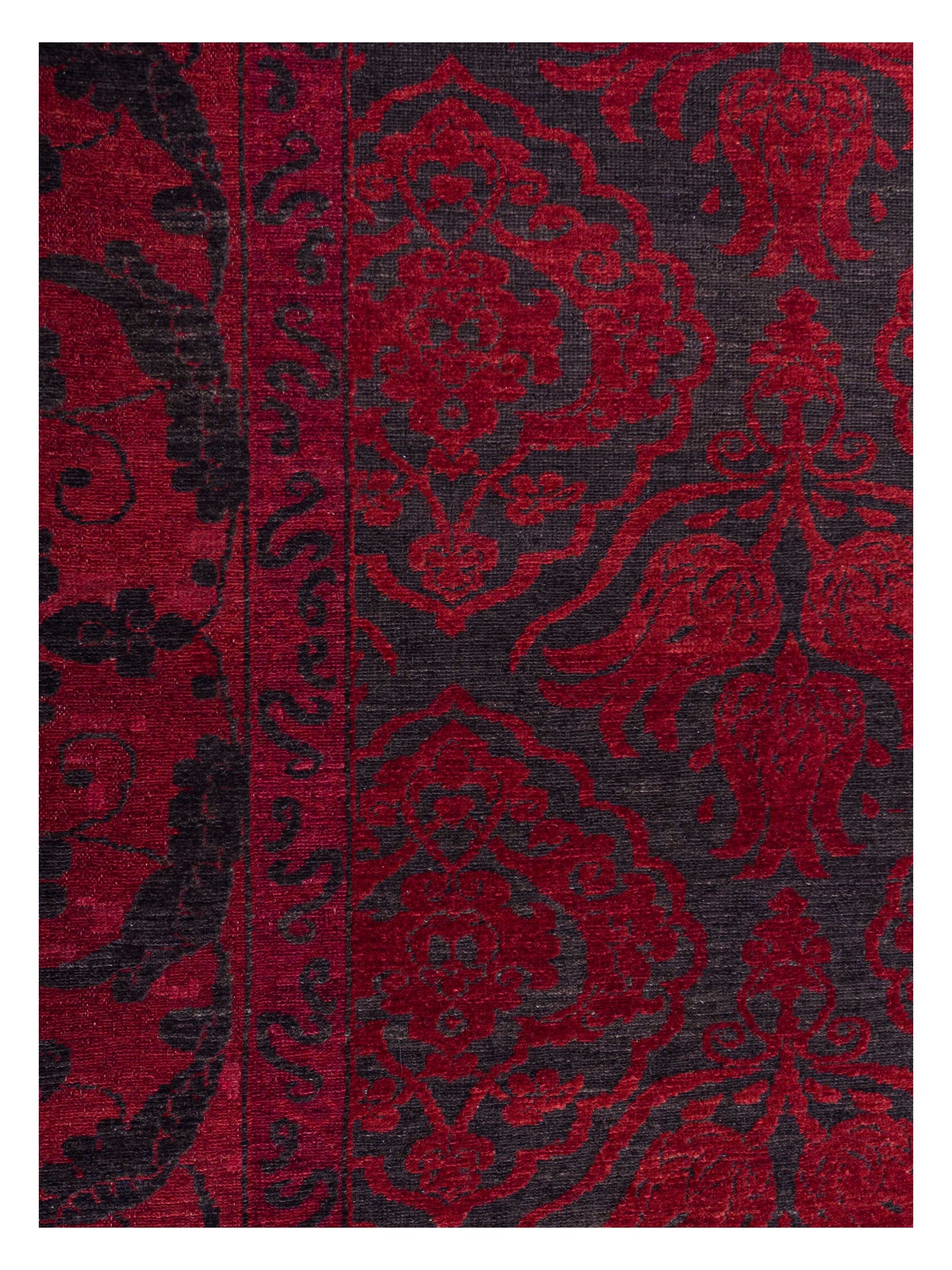 Defne Tulip Charcoal Red 10.5x13.6 Hand Knotted Rug