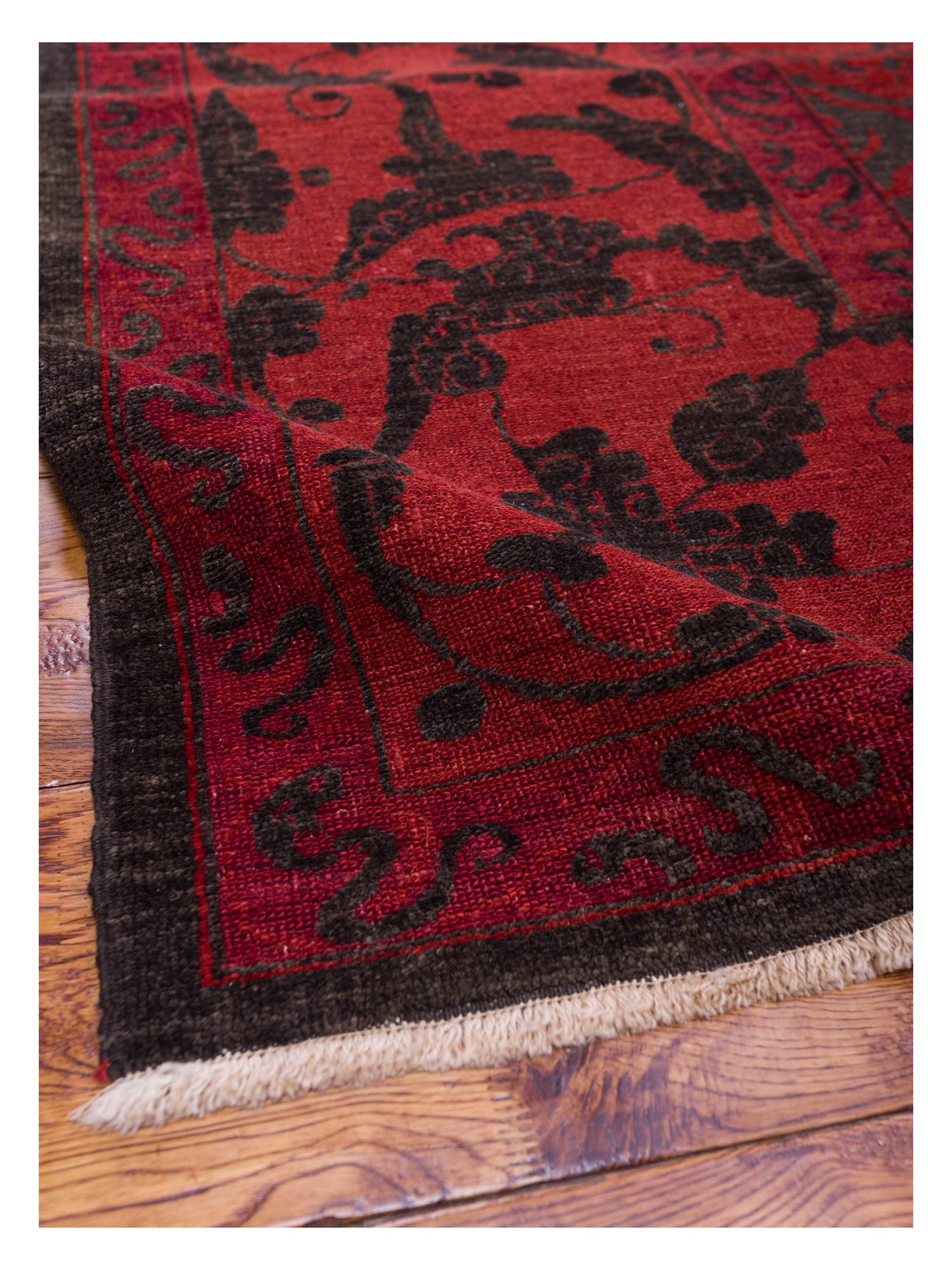 Defne Tulip Charcoal Red 10.5x13.6 Hand Knotted Rug