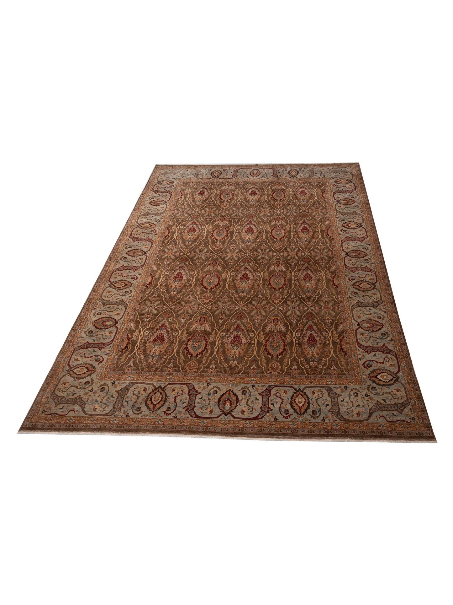 Firuze Simla Brown Light Blue 11.6x15.4 Hand Knotted Rug