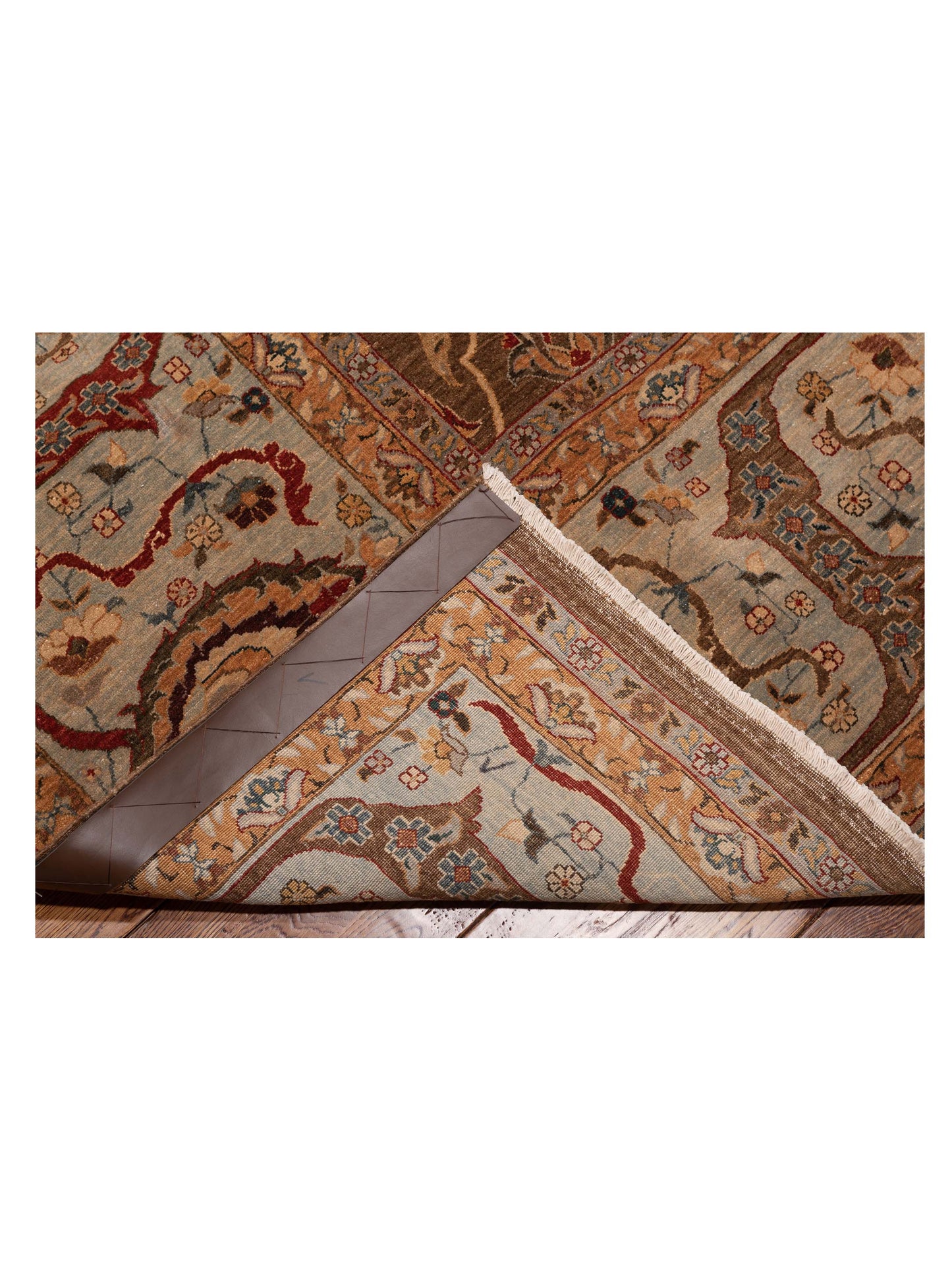 Firuze Simla Brown Light Blue 11.6x15.4 Hand Knotted Rug