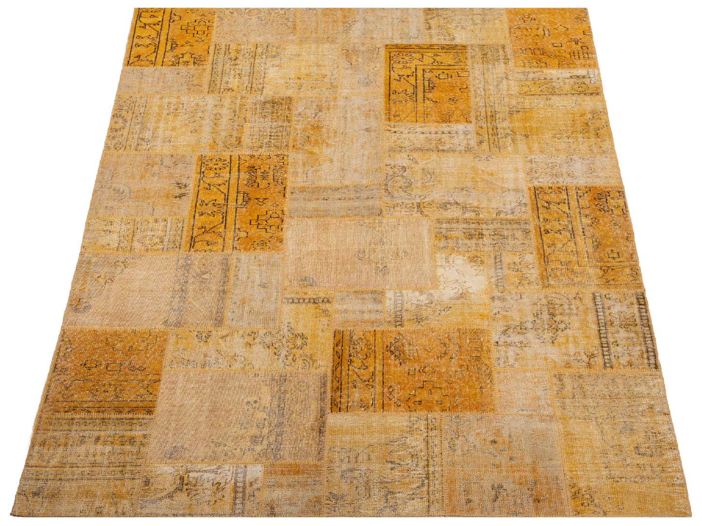 Turkish Vestige Patchwork 114052 Yellow 9x12 Hand Knotted Rug