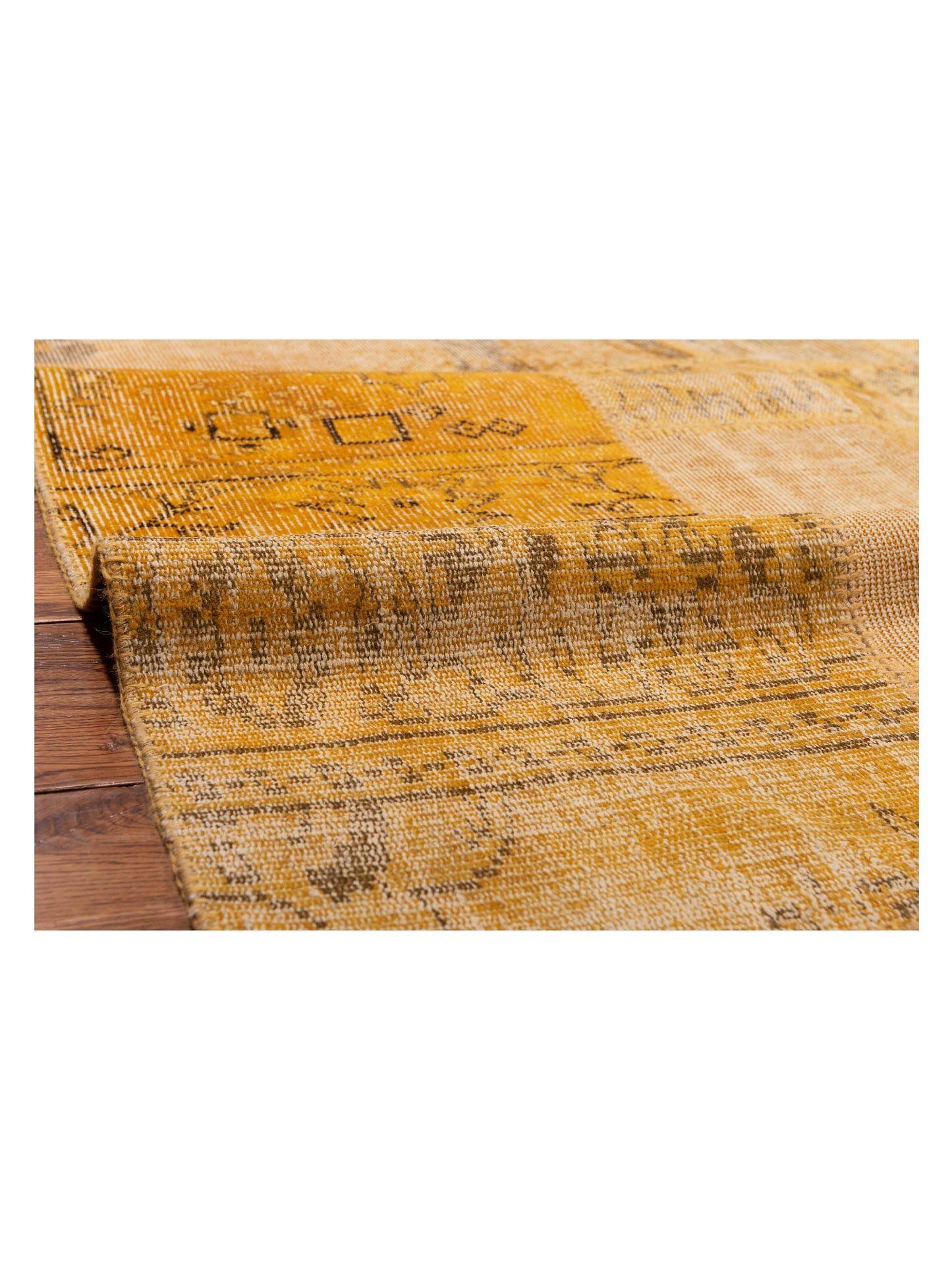 Turkish Vestige Patchwork 114052 Yellow 9x12 Hand Knotted Rug