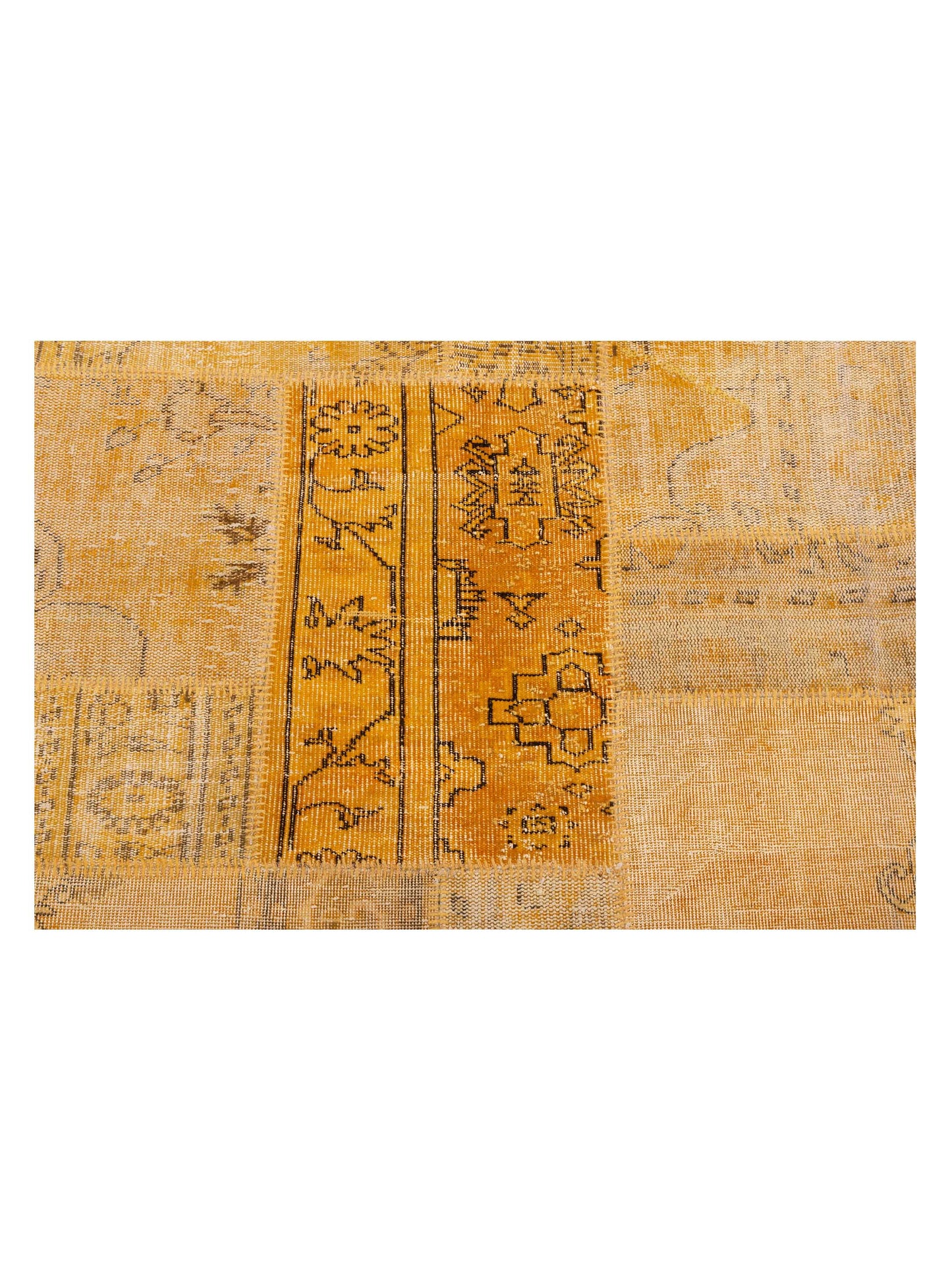 Turkish Vestige Patchwork 114052 Yellow 9x12 Hand Knotted Rug