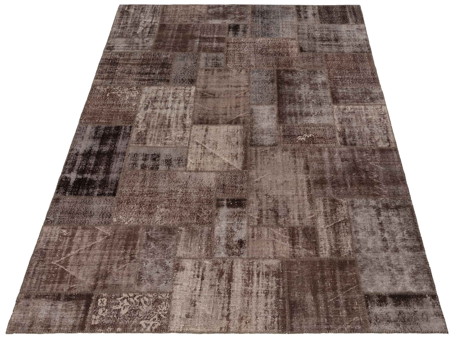 Turkish Vestige Patchwork 114068 Dark Brown 9x12 Hand Knotted Rug