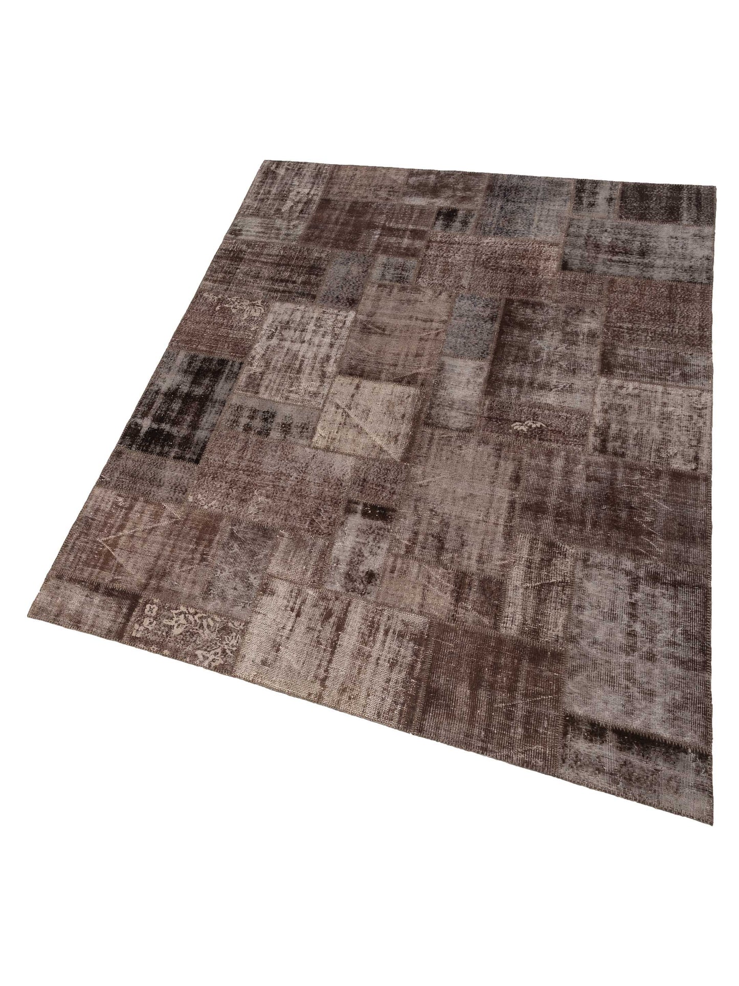 Turkish Vestige Patchwork 114068 Dark Brown 9x12 Hand Knotted Rug