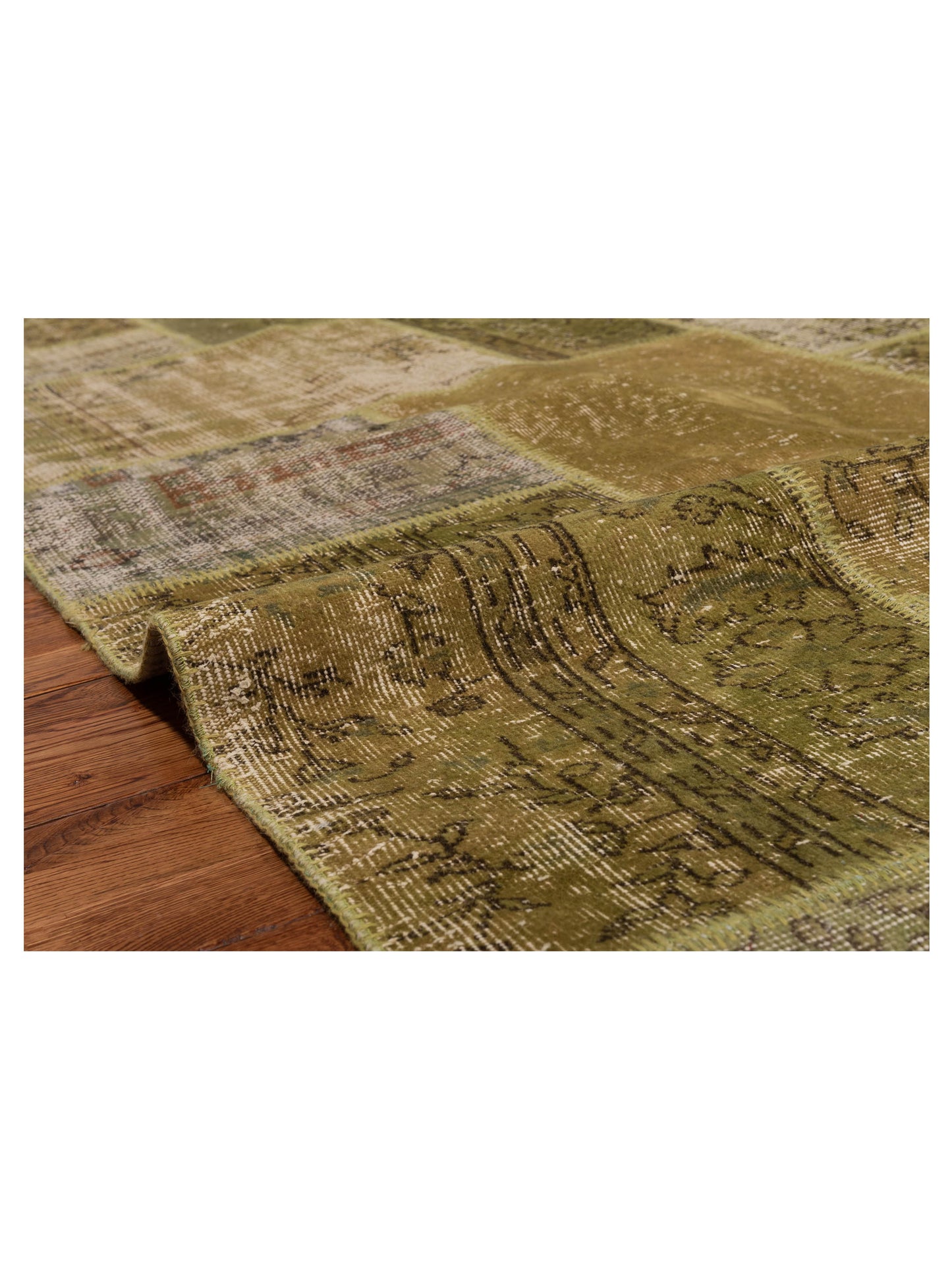 Turkish Vestige Patchwork 114091 Green 8x10 Hand Knotted Rug