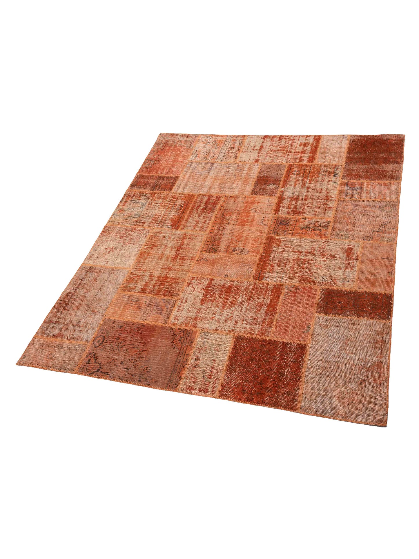 Turkish Vestige Patchwork 114098 Orange 8x10 Hand Knotted Rug