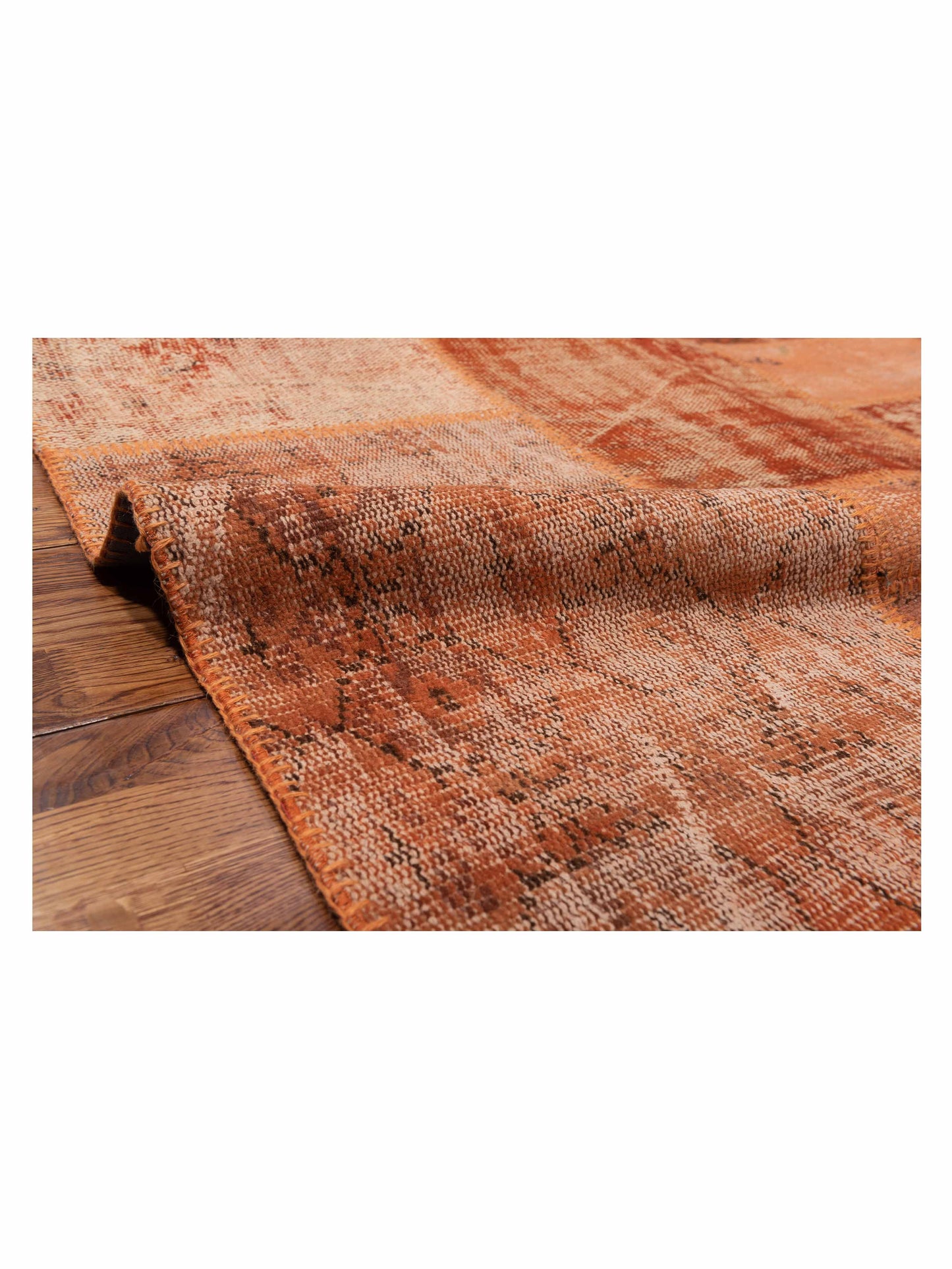 Turkish Vestige Patchwork 114098 Orange 8x10 Hand Knotted Rug