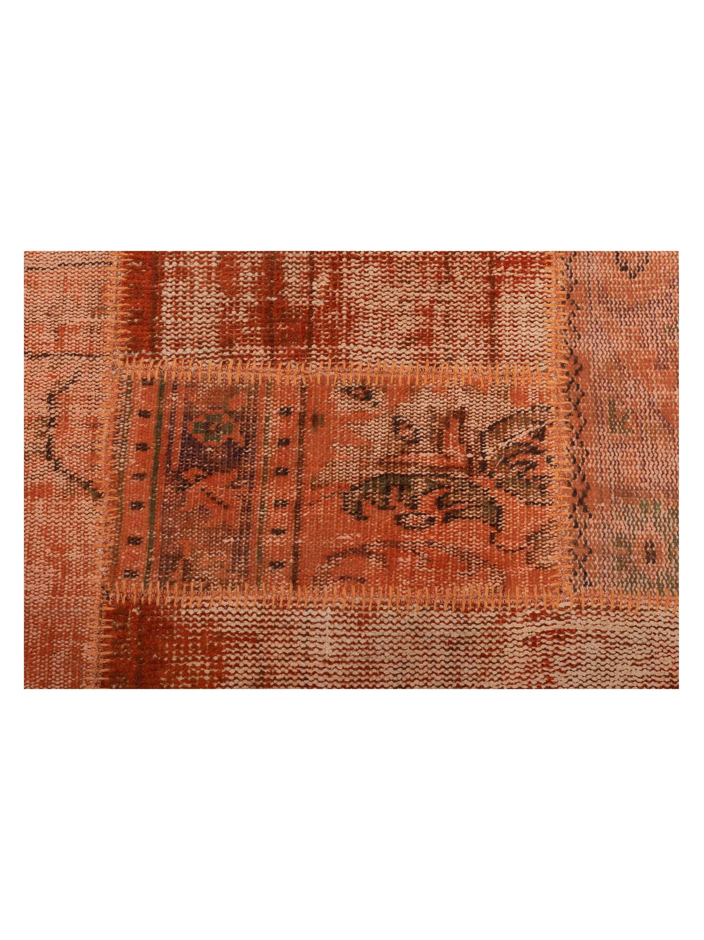 Turkish Vestige Patchwork 114098 Orange 8x10 Hand Knotted Rug
