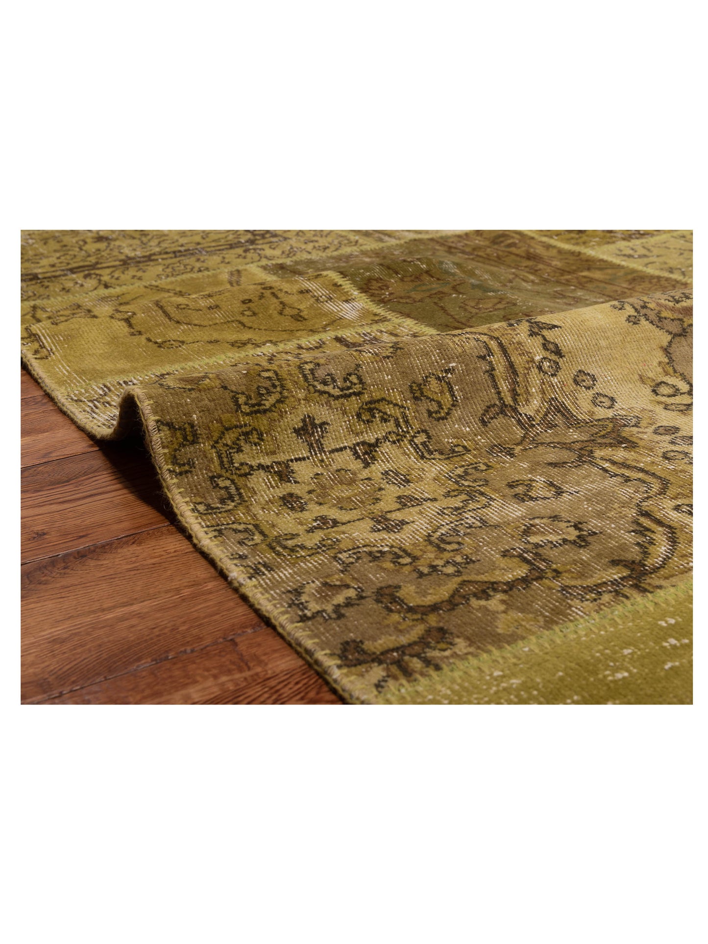 Turkish Vestige Patchwork 114108 Green 8x10 Hand Knotted Rug