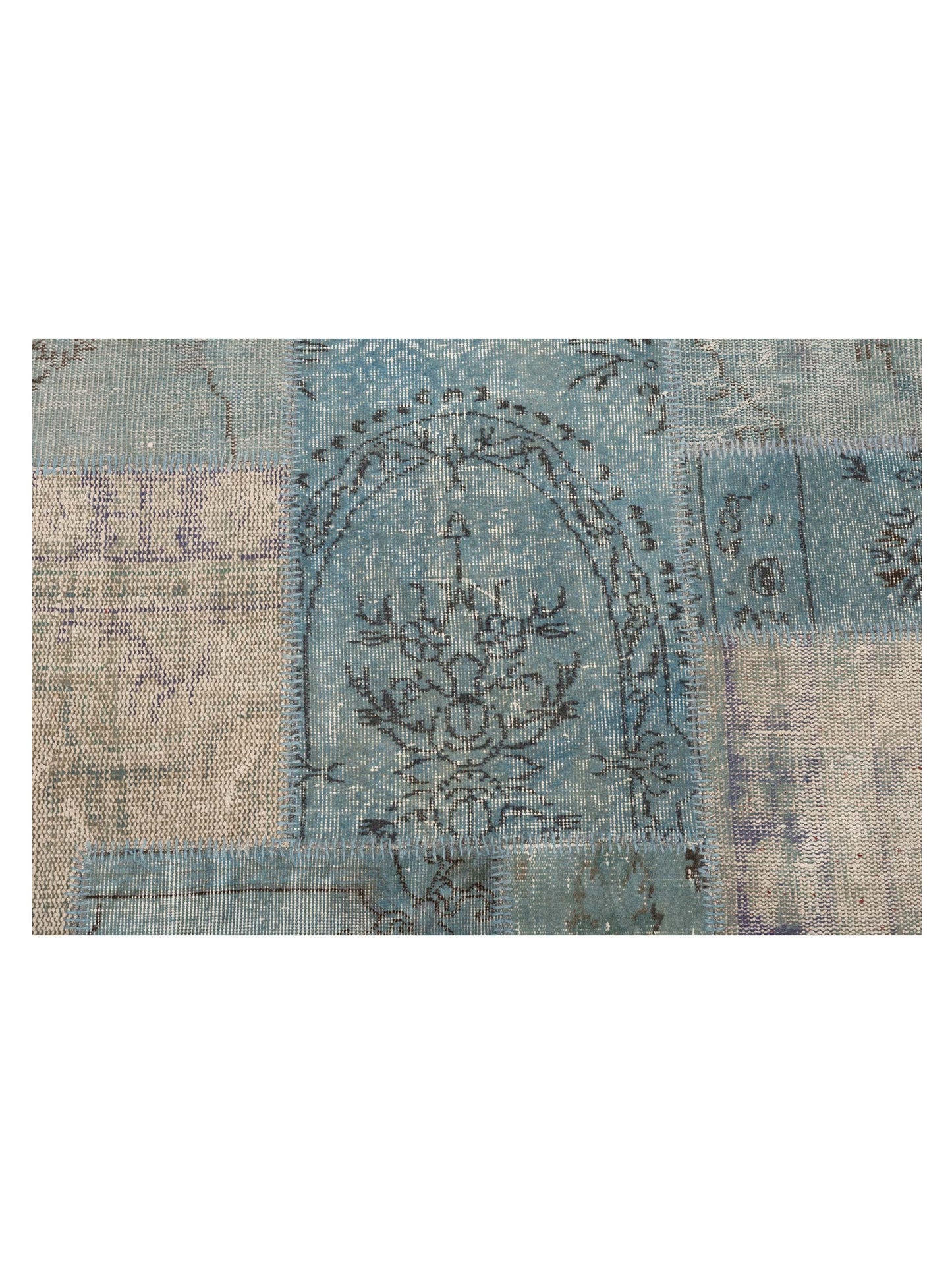 Turkish Vestige Patchwork 114110 Jean Blue 8x10 Hand Knotted Rug