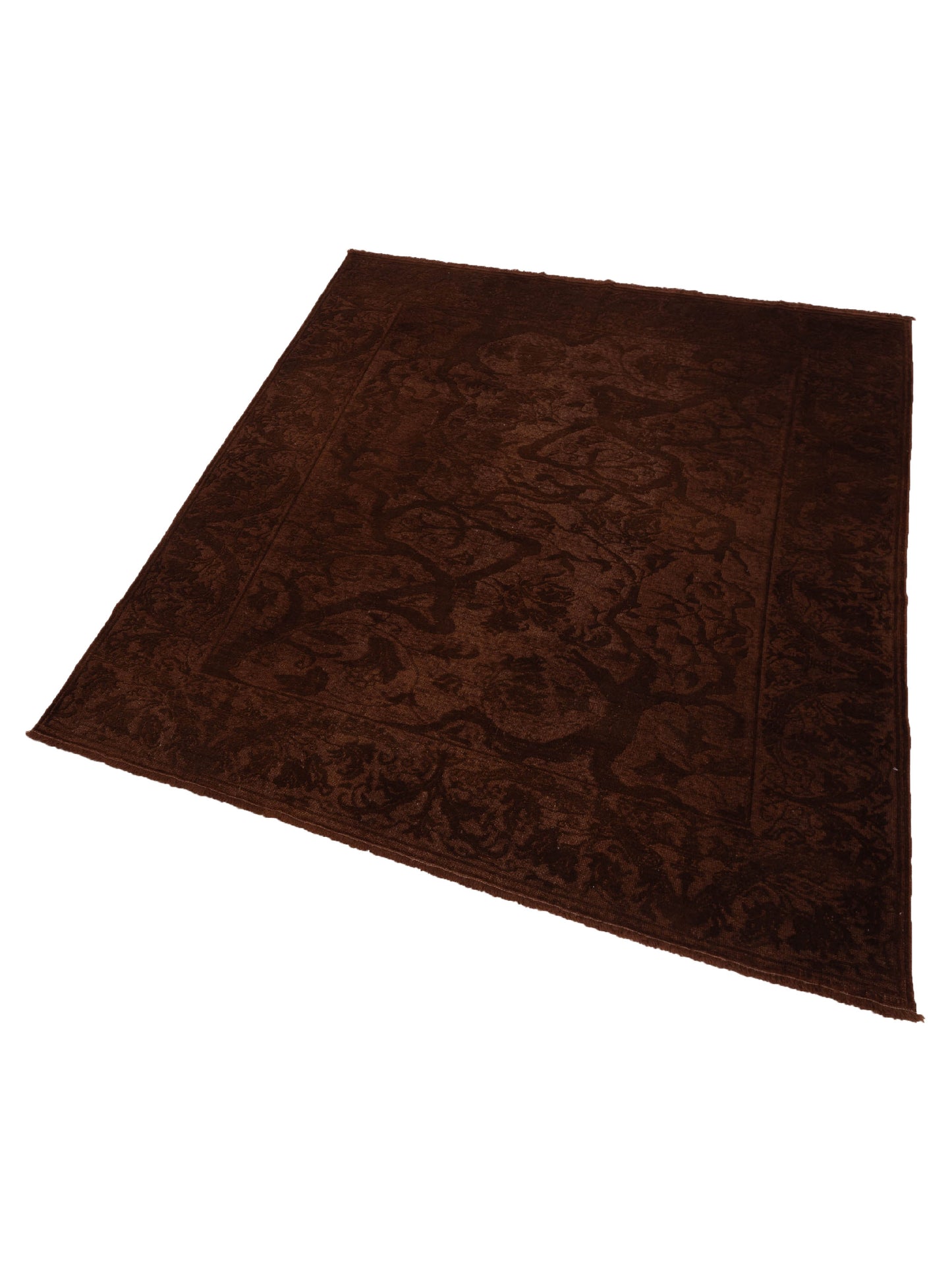 Vintage 114213 Dark Brown 6.8x7.9 Hand Knotted Rug