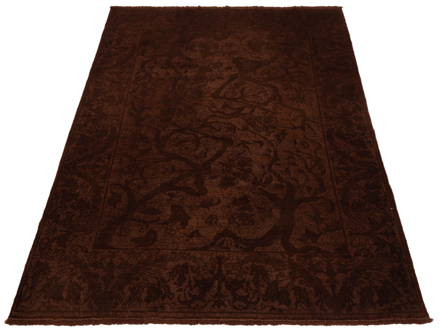 Vintage 114213 Dark Brown 6.8x7.9 Hand Knotted Rug