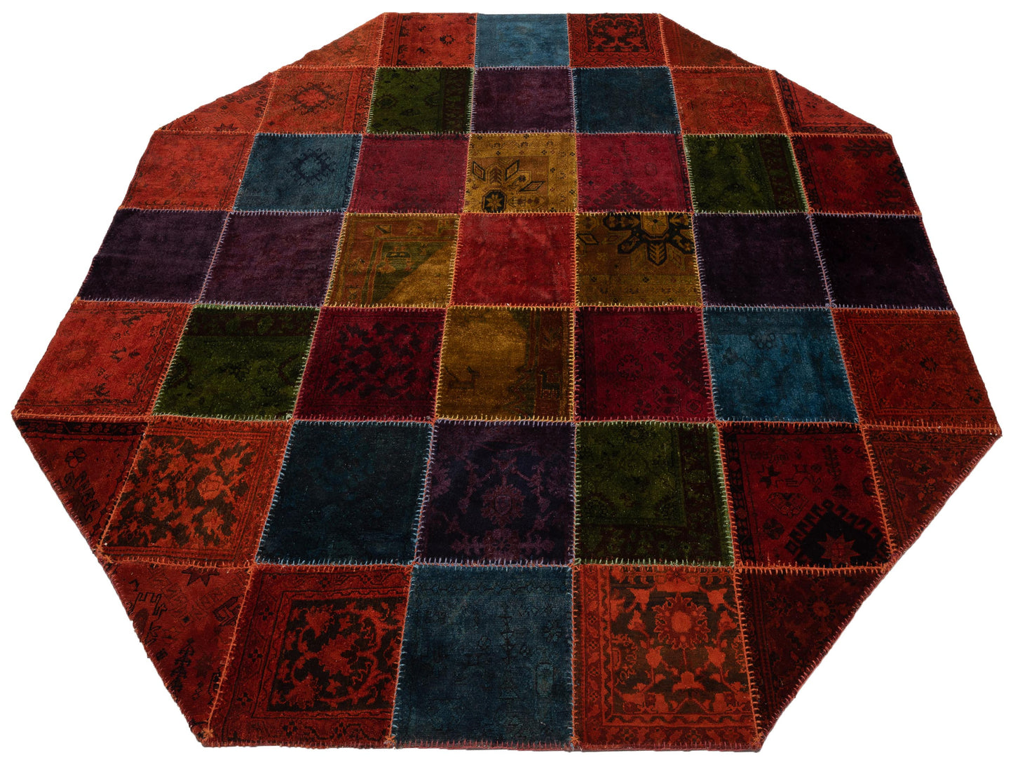 Turkish Vestige Patchwork 114224 Multi 10.6x10.6 Hand Knotted Rug