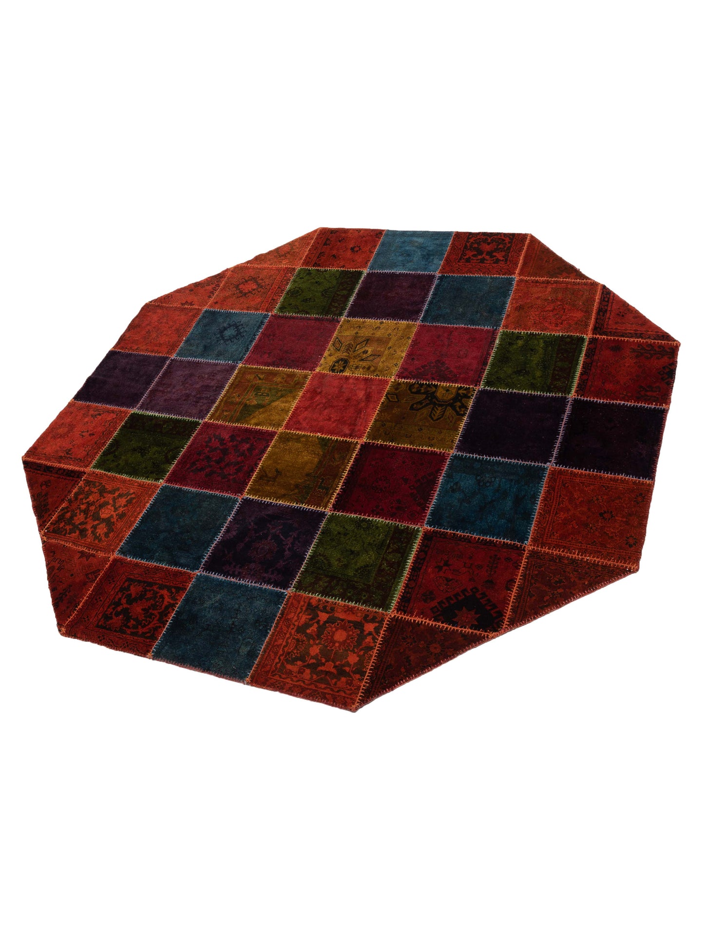Turkish Vestige Patchwork 114224 Multi 10.6x10.6 Hand Knotted Rug