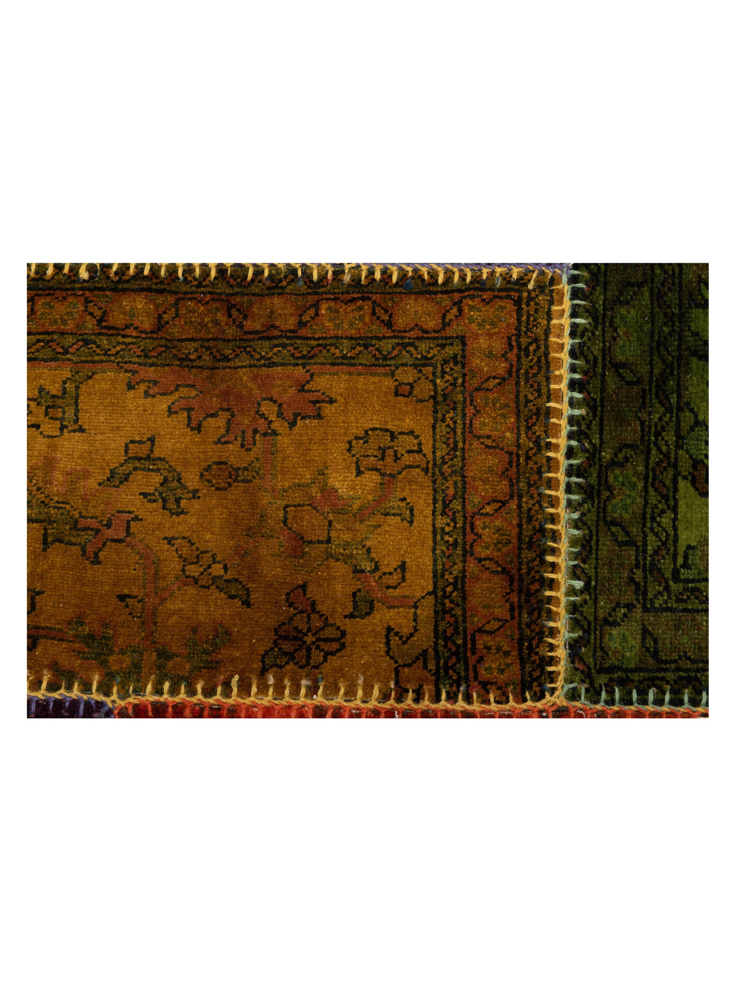 Turkish Vestige Patchwork 114230 Blue Green 9.8x12.8 Hand Knotted Rug