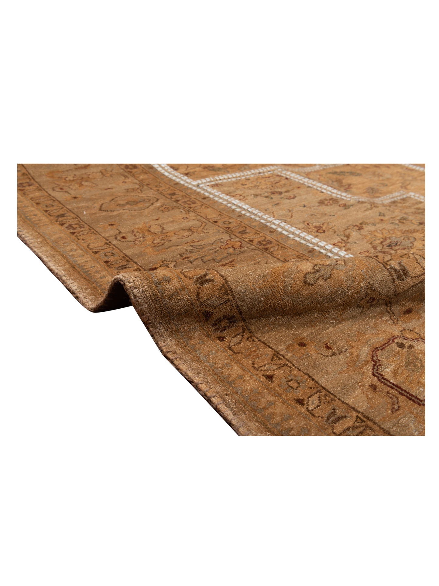 Turkish Vestige Patchwork 114246 Light Brown 10.8x15.3 Hand Knotted Rug