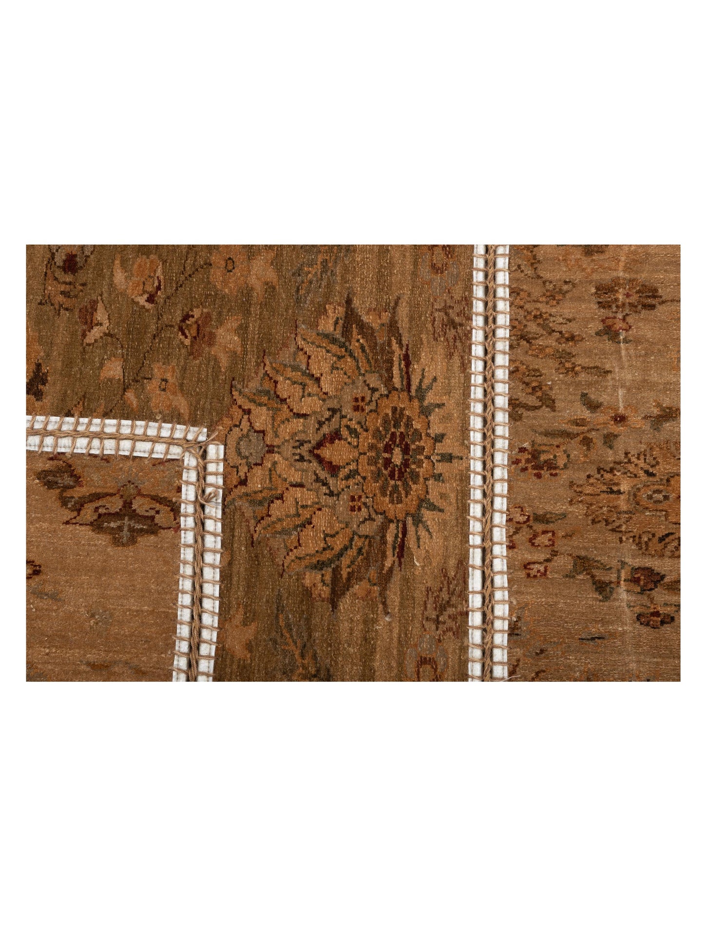 Turkish Vestige Patchwork 114246 Light Brown 10.8x15.3 Hand Knotted Rug