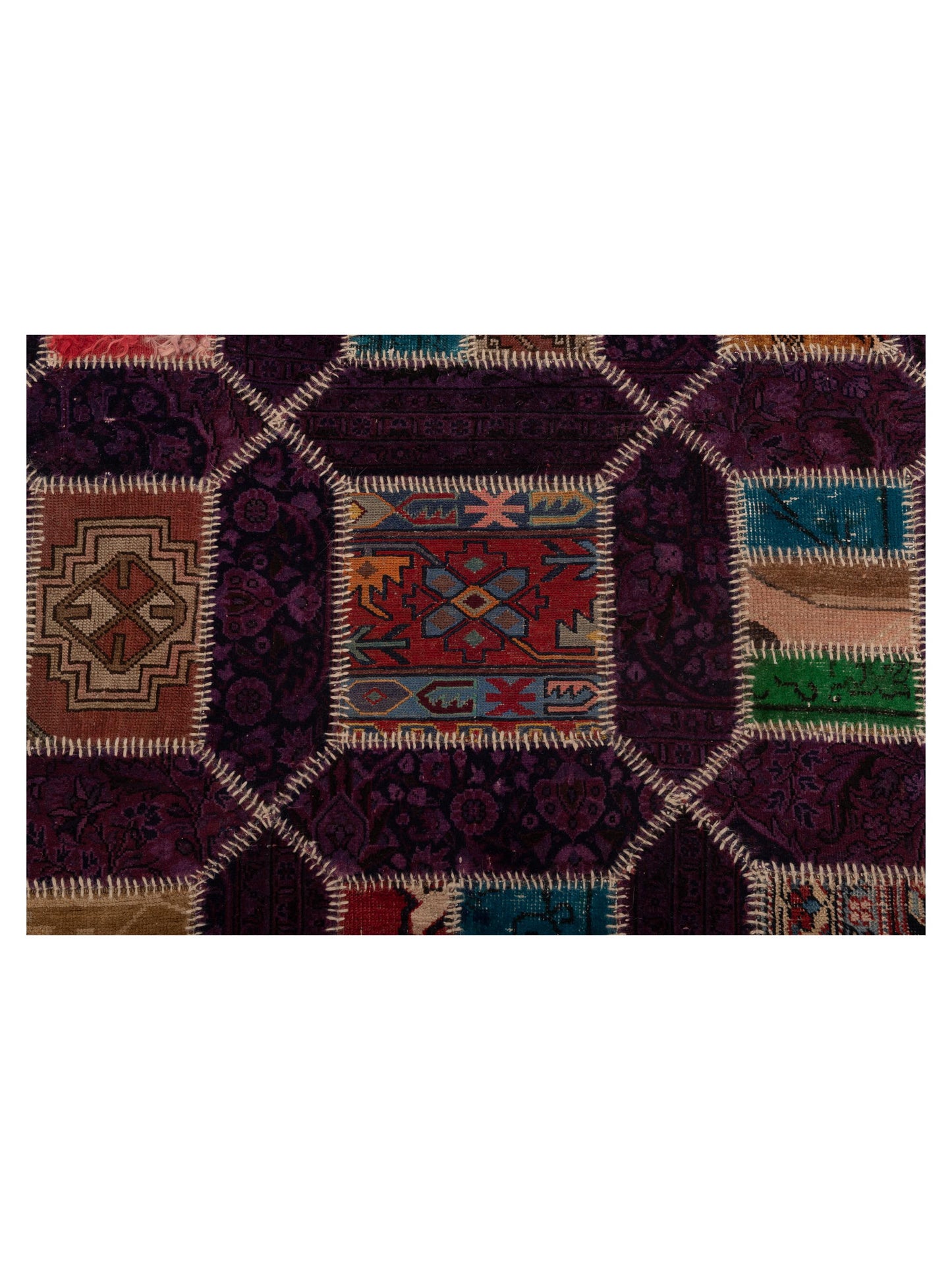 Turkish Vestige Patchwork 114247 Purple 4.3x6.5 Hand Knotted Rug