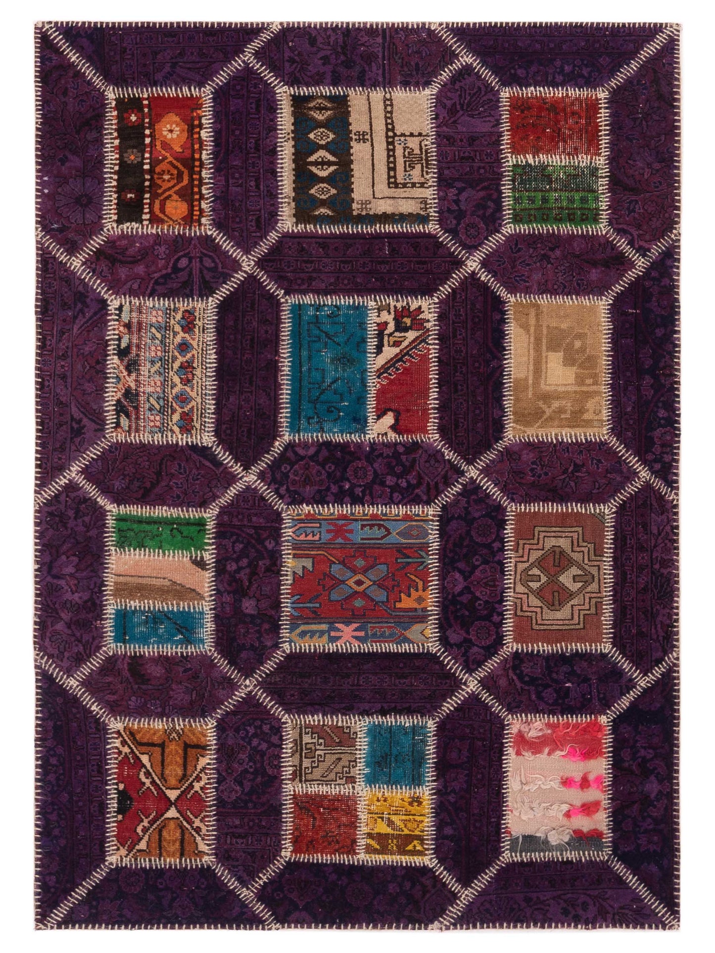 Pasha Turkish Vestige Patchwork Purple Contemporary