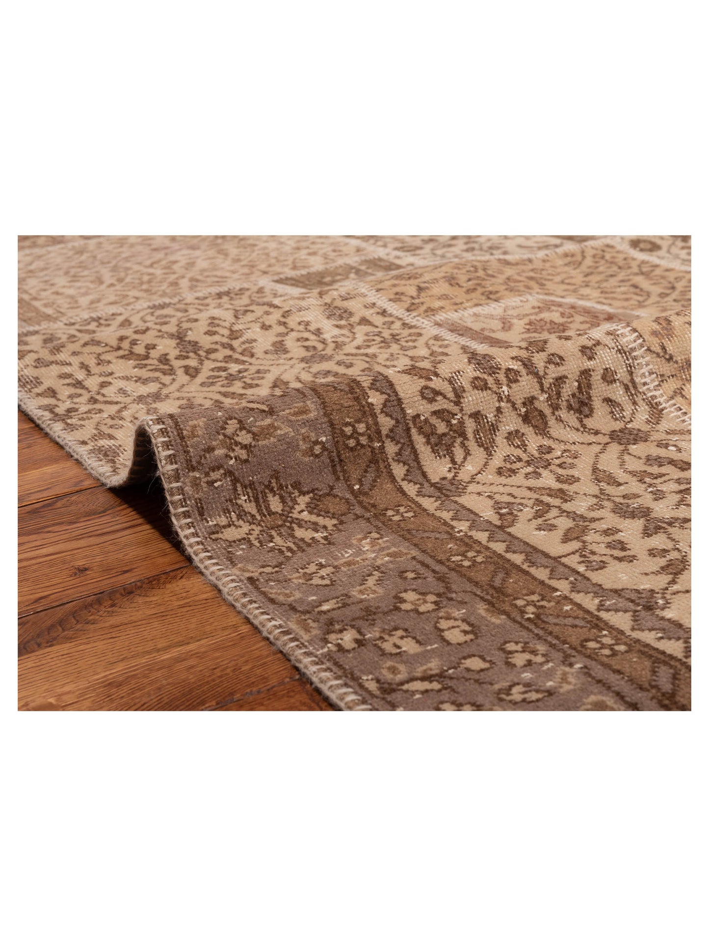 Turkish Vestige Patchwork 114251 Beige 5.7x8.3 Hand Knotted Rug