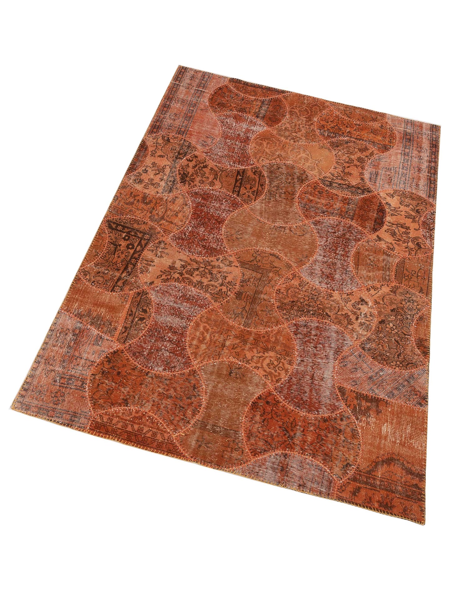 Turkish Vestige Patchwork 114254 Orange 6.6x10 Hand Knotted Rug