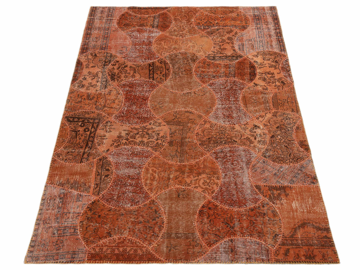 Turkish Vestige Patchwork 114254 Orange 6.6x10 Hand Knotted Rug
