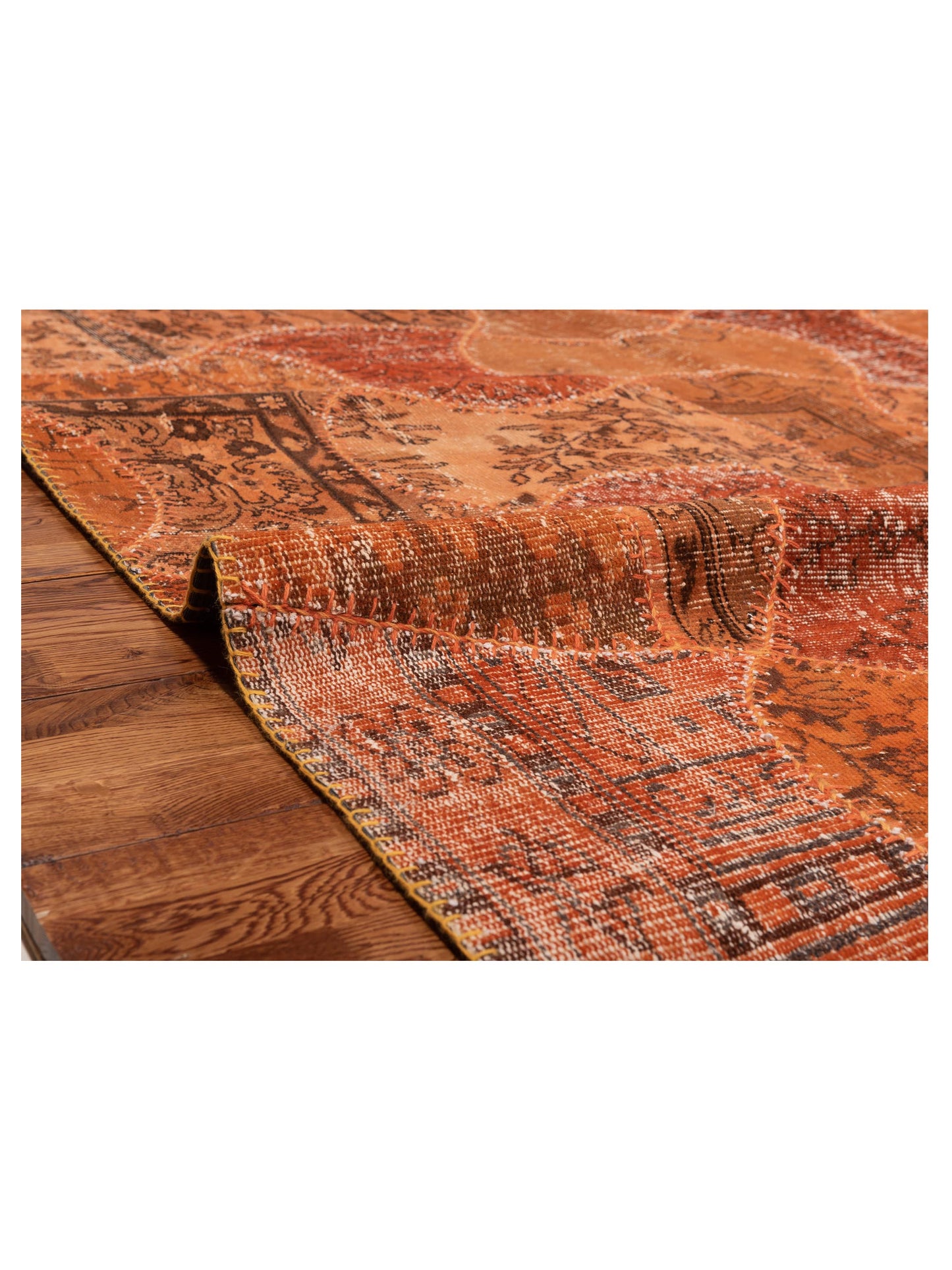 Turkish Vestige Patchwork 114254 Orange 6.6x10 Hand Knotted Rug