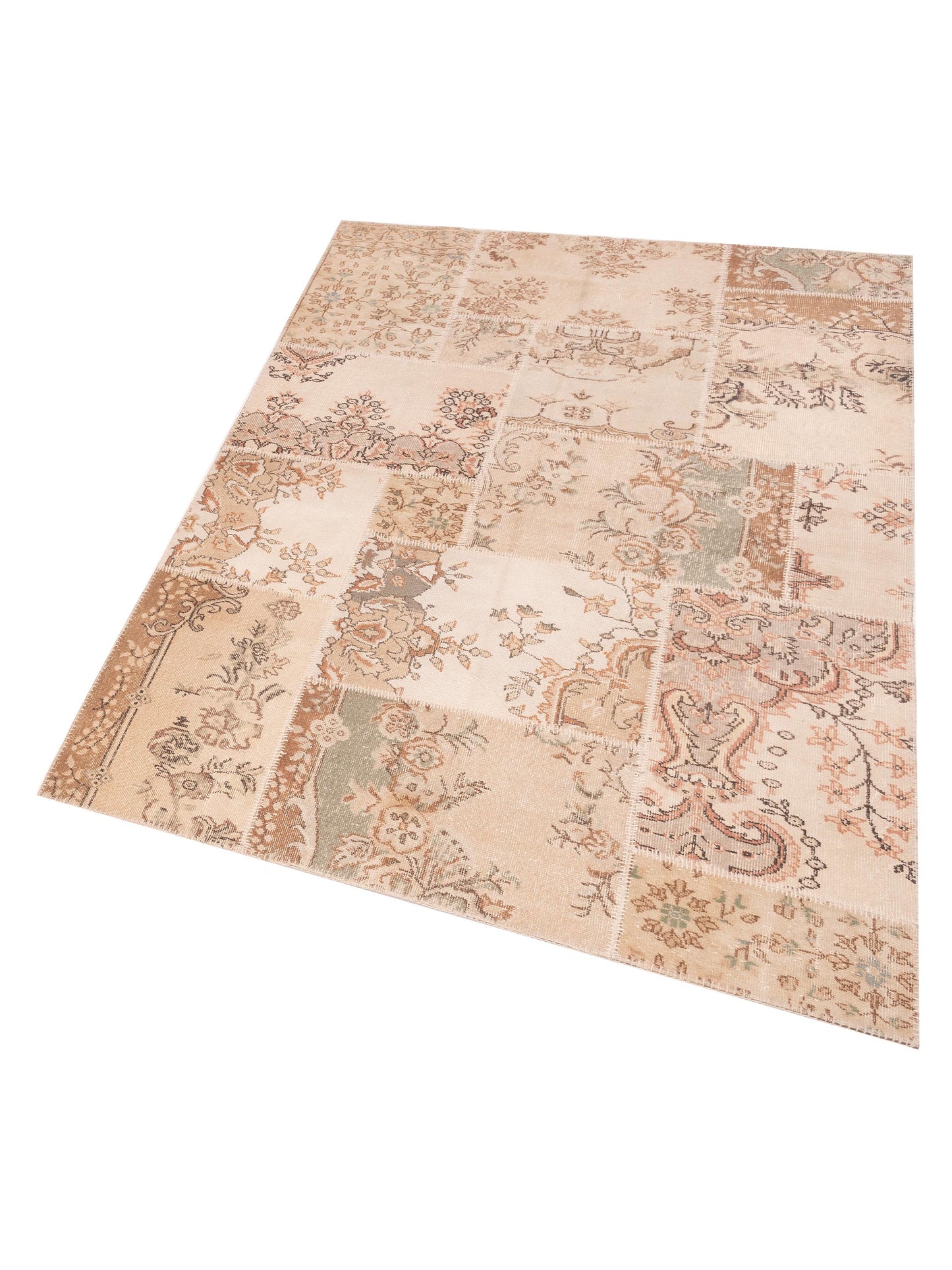 Turkish Vestige Patchwork 114260 Beige 5.8x8.2 Hand Knotted Rug