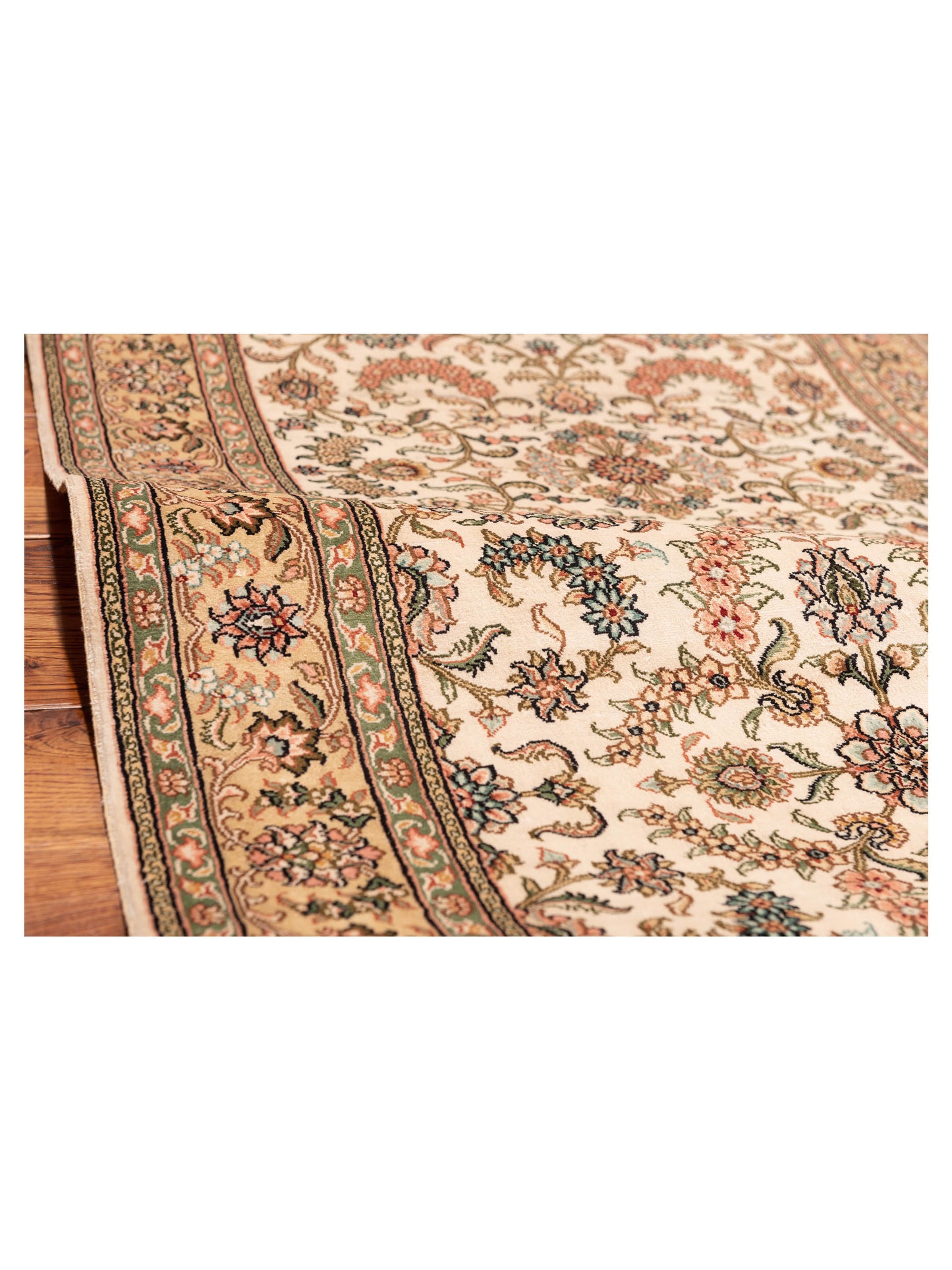 Pure Silk 114489 Ivory Gold 2.7x12.2 Hand Knotted Rug