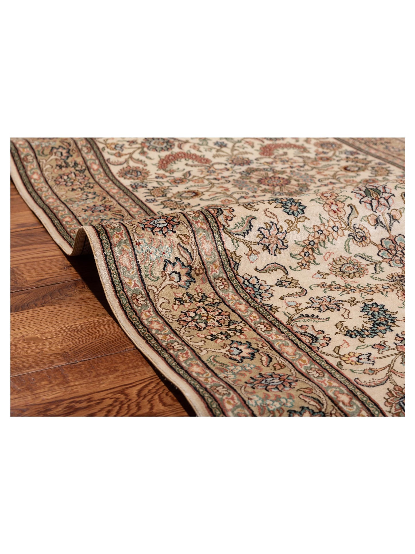 Pure Silk 114492 Ivory Gold 2.7x12.2 Hand Knotted Rug