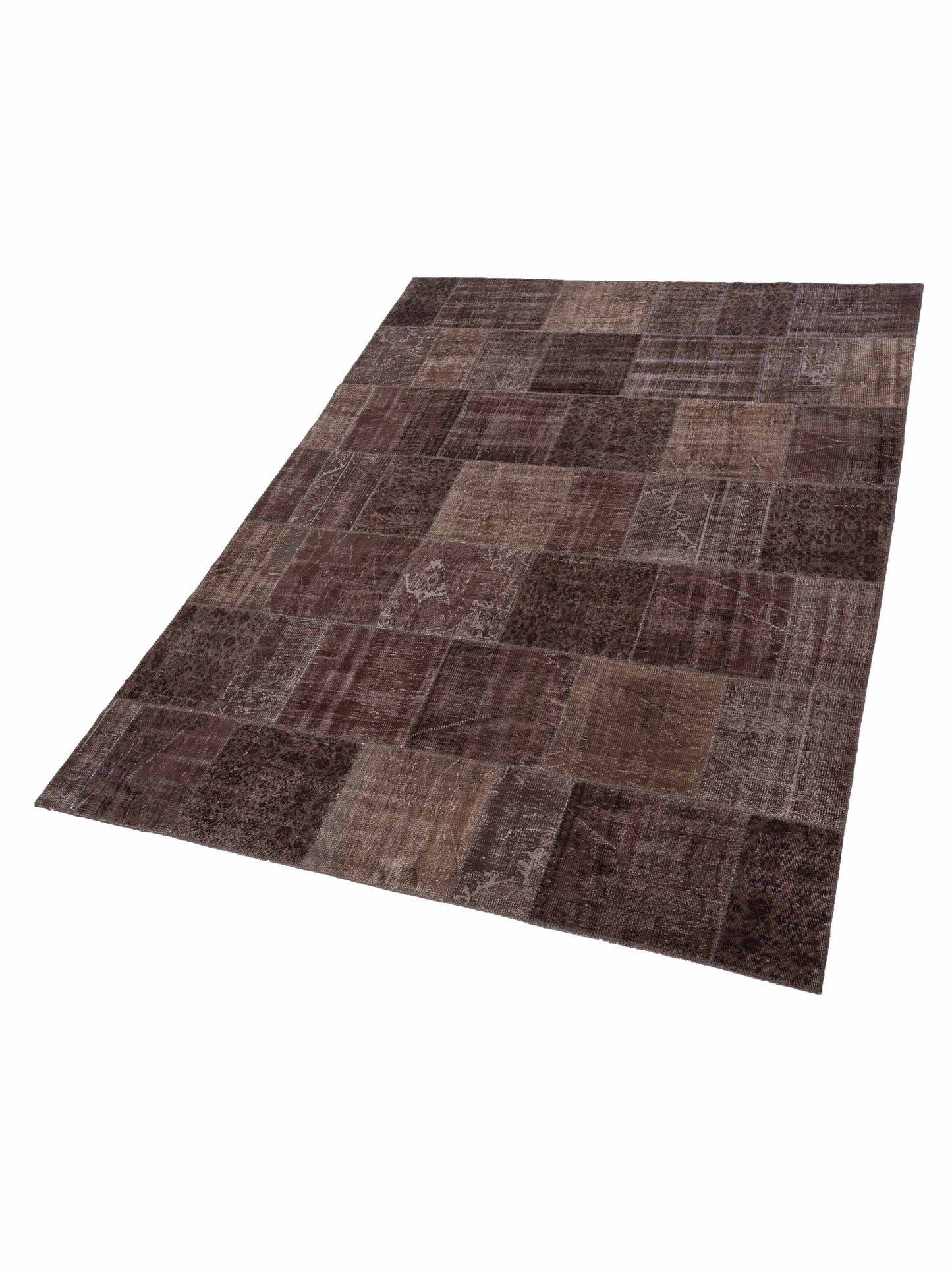 Turkish Vestige Patchwork 114582 Dark Brown 9.1x11.11 Hand Knotted Rug